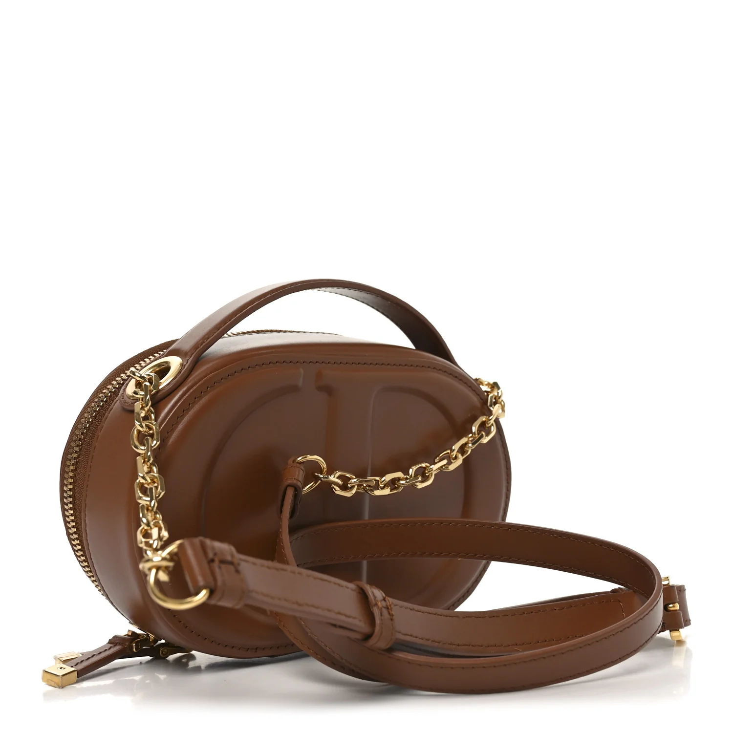 Calfskin CD Signature Oval Crossbody Camera Bag Brown