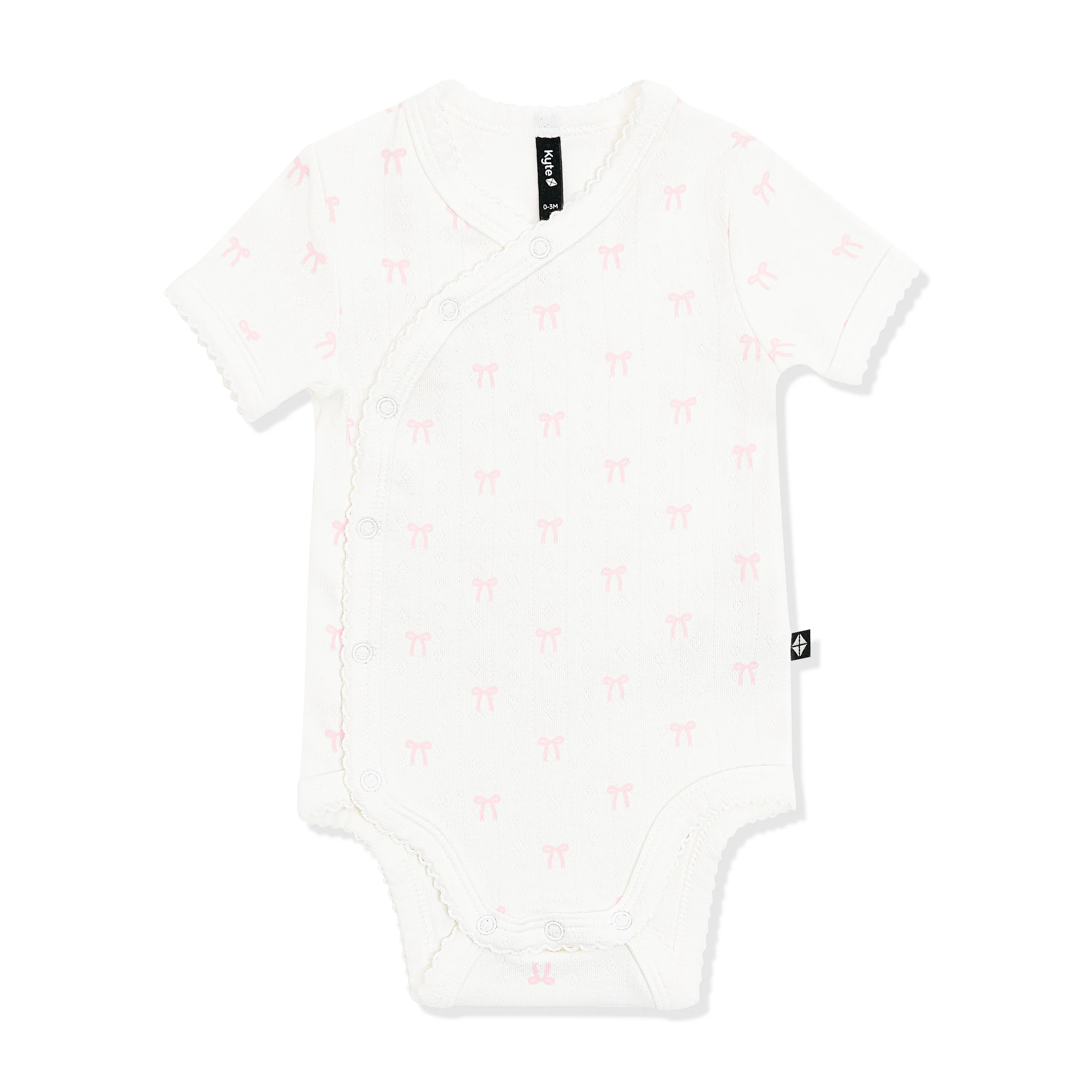 Pointelle Kimono Bodysuit in Sweet Pink Bow