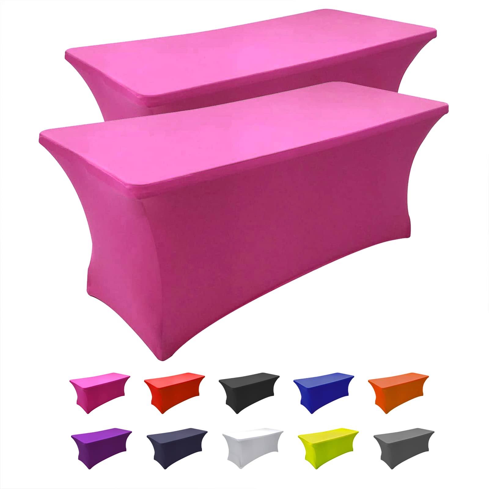 SEPARO Spandex Table Cover Fitted Rectangular Tablecloth Stretchable Fabric Lycra Tablecloth 6 ft Wrinkle-Free for Party DJ Tradeshows Banquet