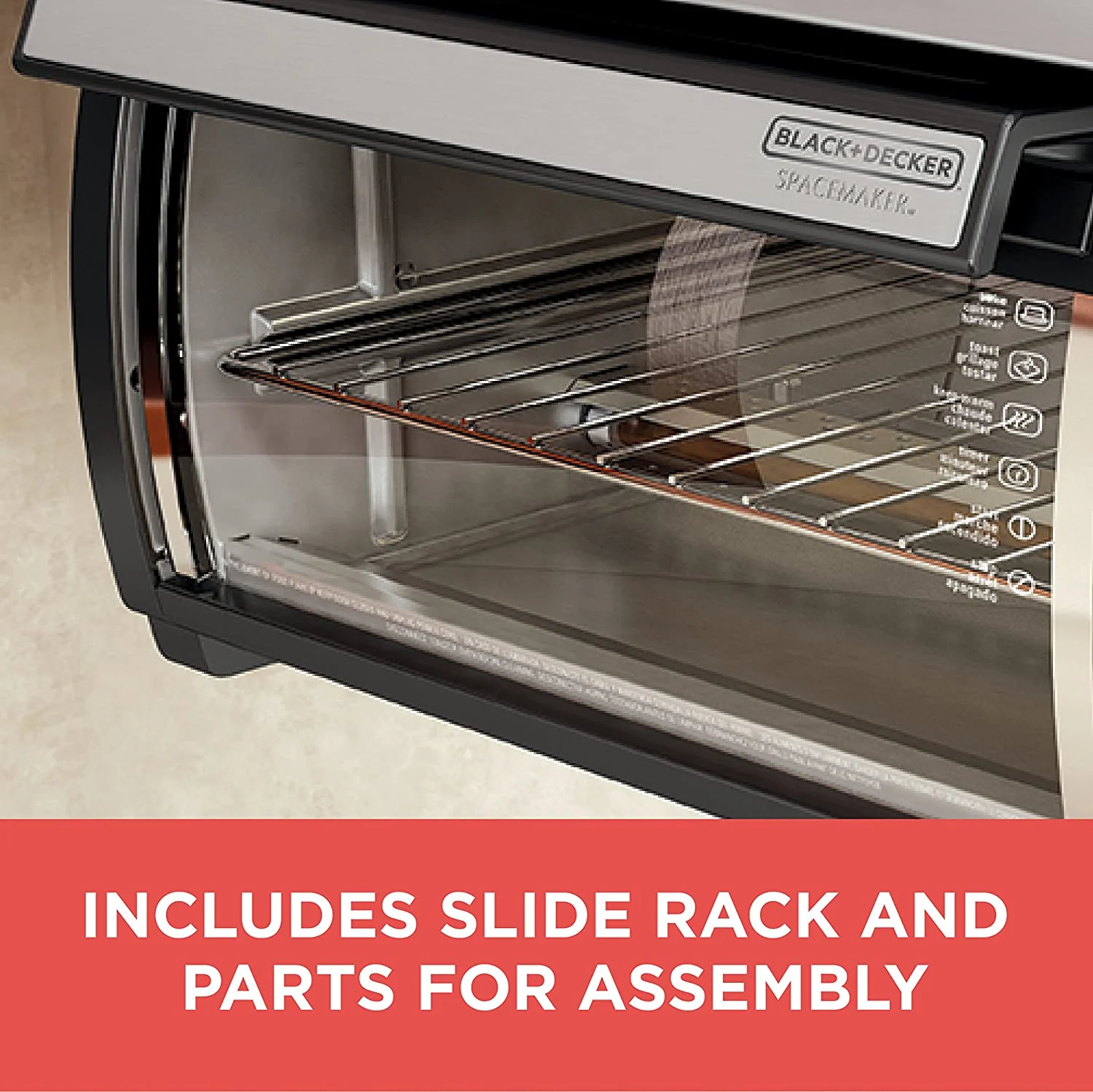 Spacemaker Under-Counter Toaster Oven. Black/Stainless Steel. TROS1000D