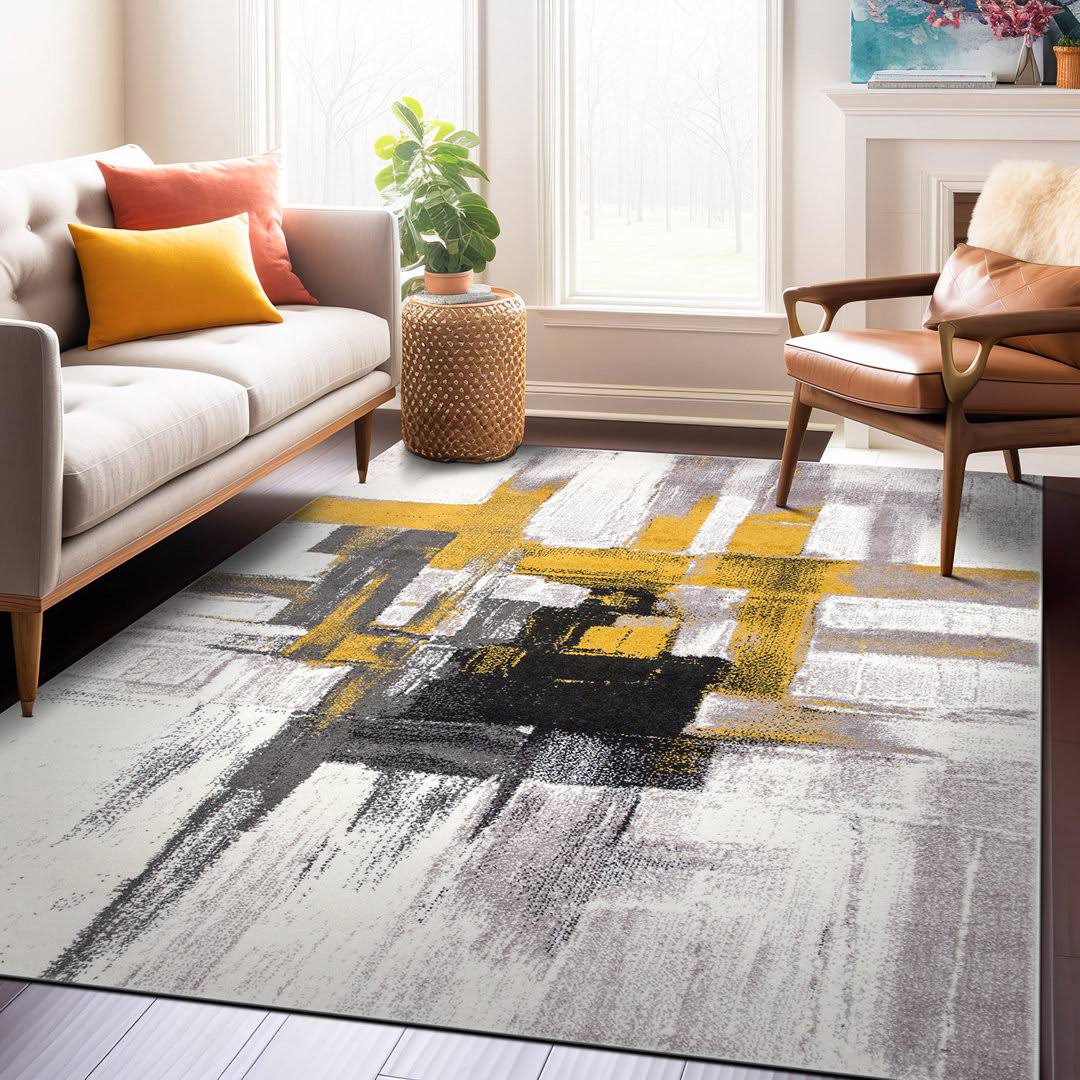 Doucette Abstract Gold Area Rug Wade Logan Rug Size: Rectangle 5' x 7'