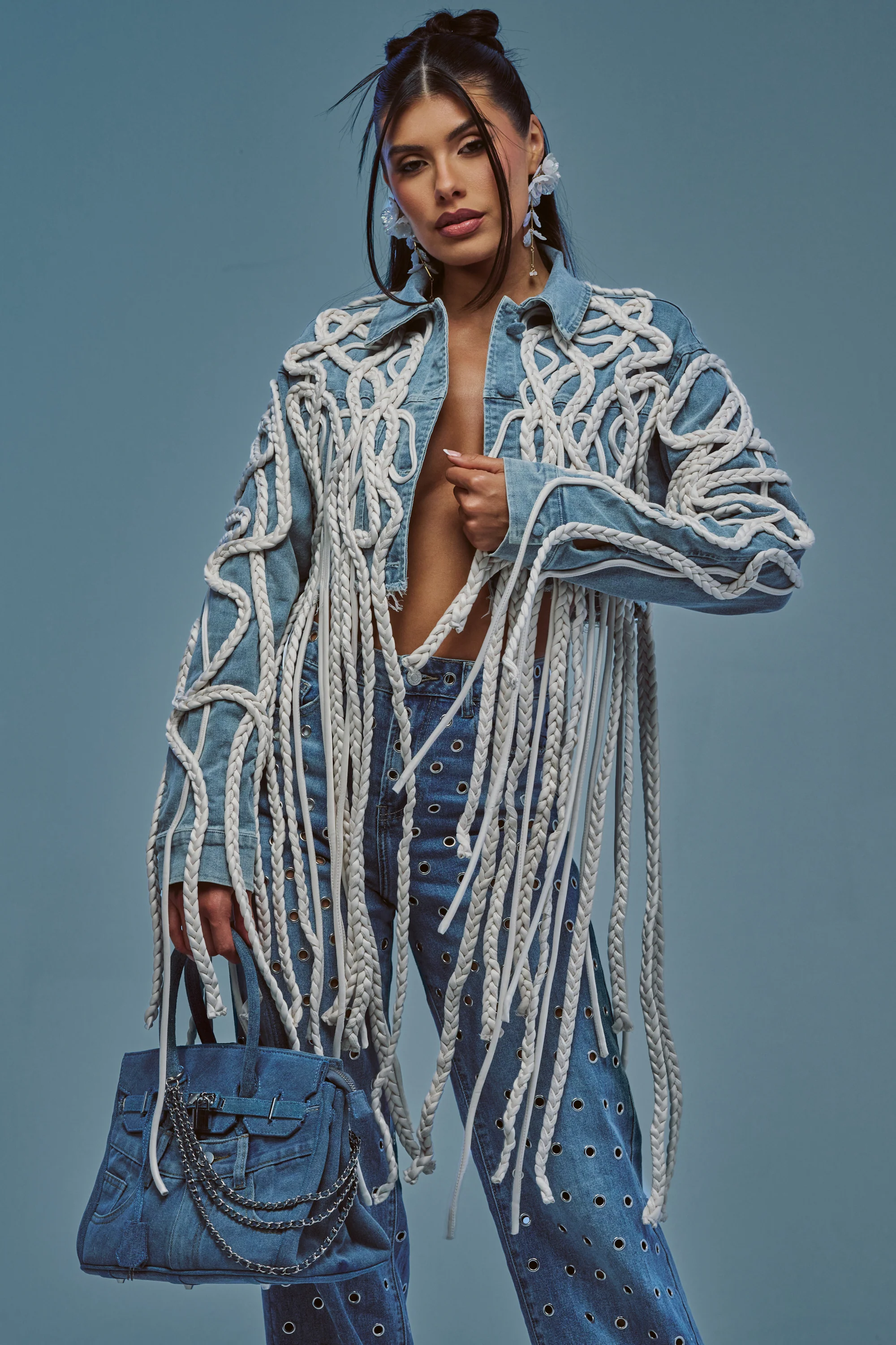 KEEP MOVING TASSEL DENIM JACKET - Akira Store