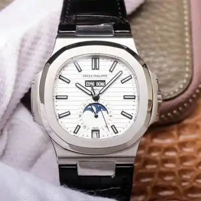 Patek Philippe Nautilus 5726 / 1A-010 PF Factory Moonphase Black Leather Strap