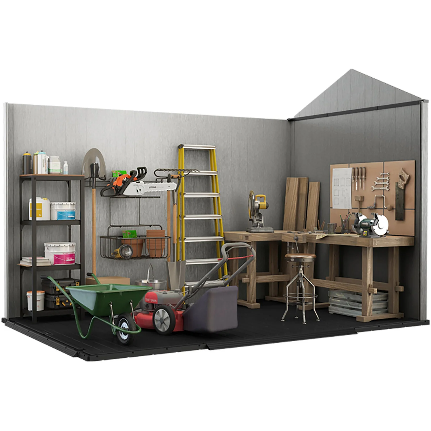 KETER - Casetta da giardino grande grigio Oakland 7511 - h242x350x230 cm
