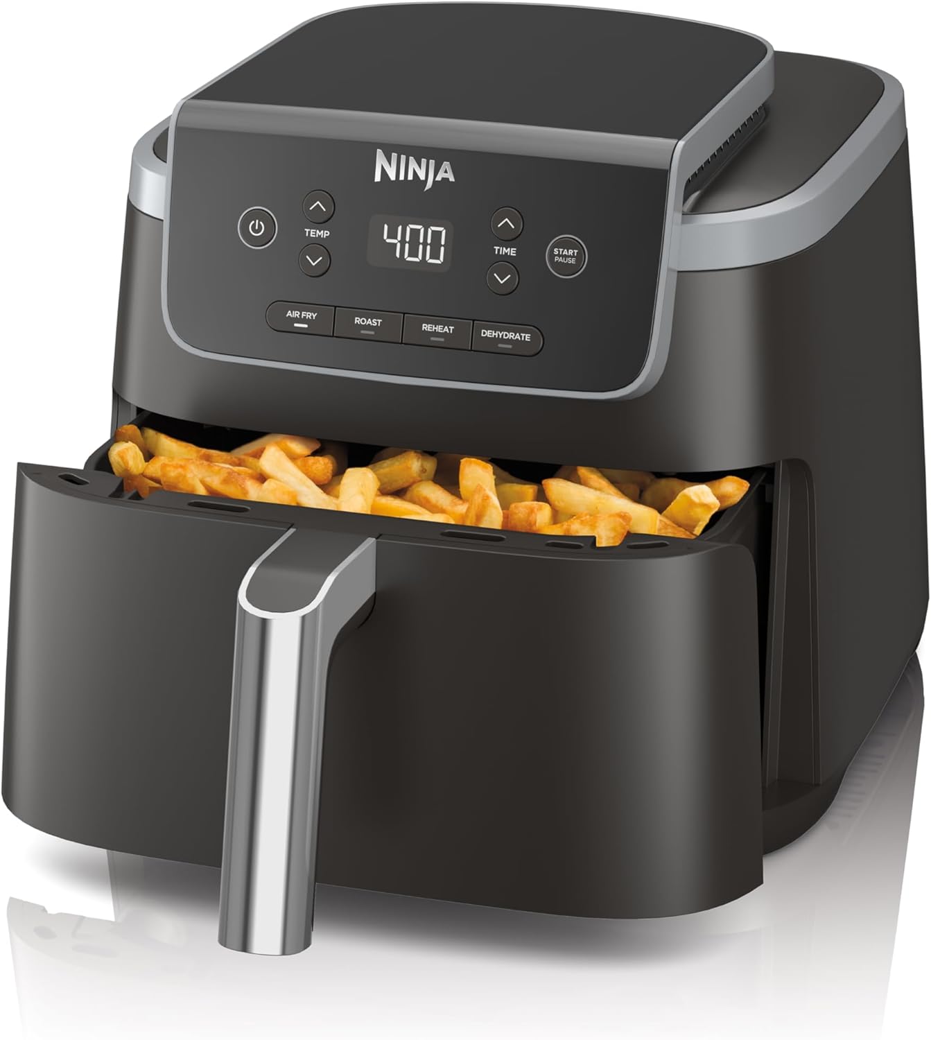 Ninja Air Fryer Pro, 5 Qt, 4-in-1, Gray, AF141| Air fry, roast, reheat, dehydrate, 1750W, 400F max, Fits 4 lbs fries, Nonstick basket, Dishwasher-safe