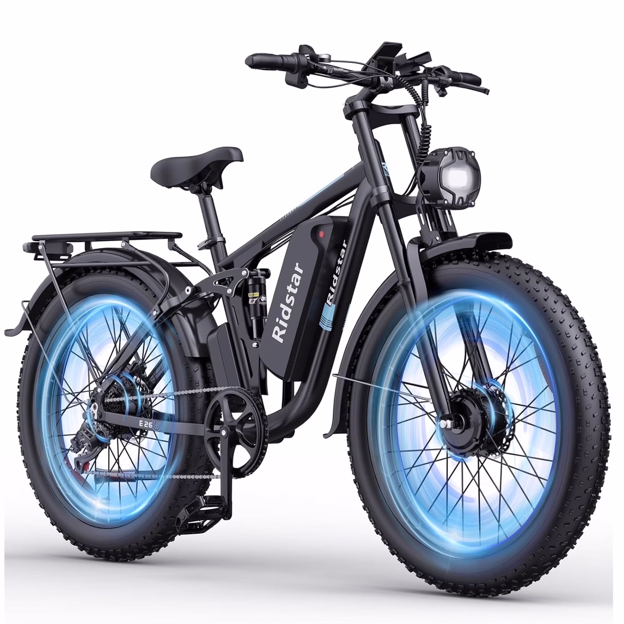 Dual Motor 3000W Electric Bike for Adults,31mph 48V 23Ah Electric Bicycle,26" Fat Tire Mountain Bike UL2849( 300W-48V 23AH-31MPH)