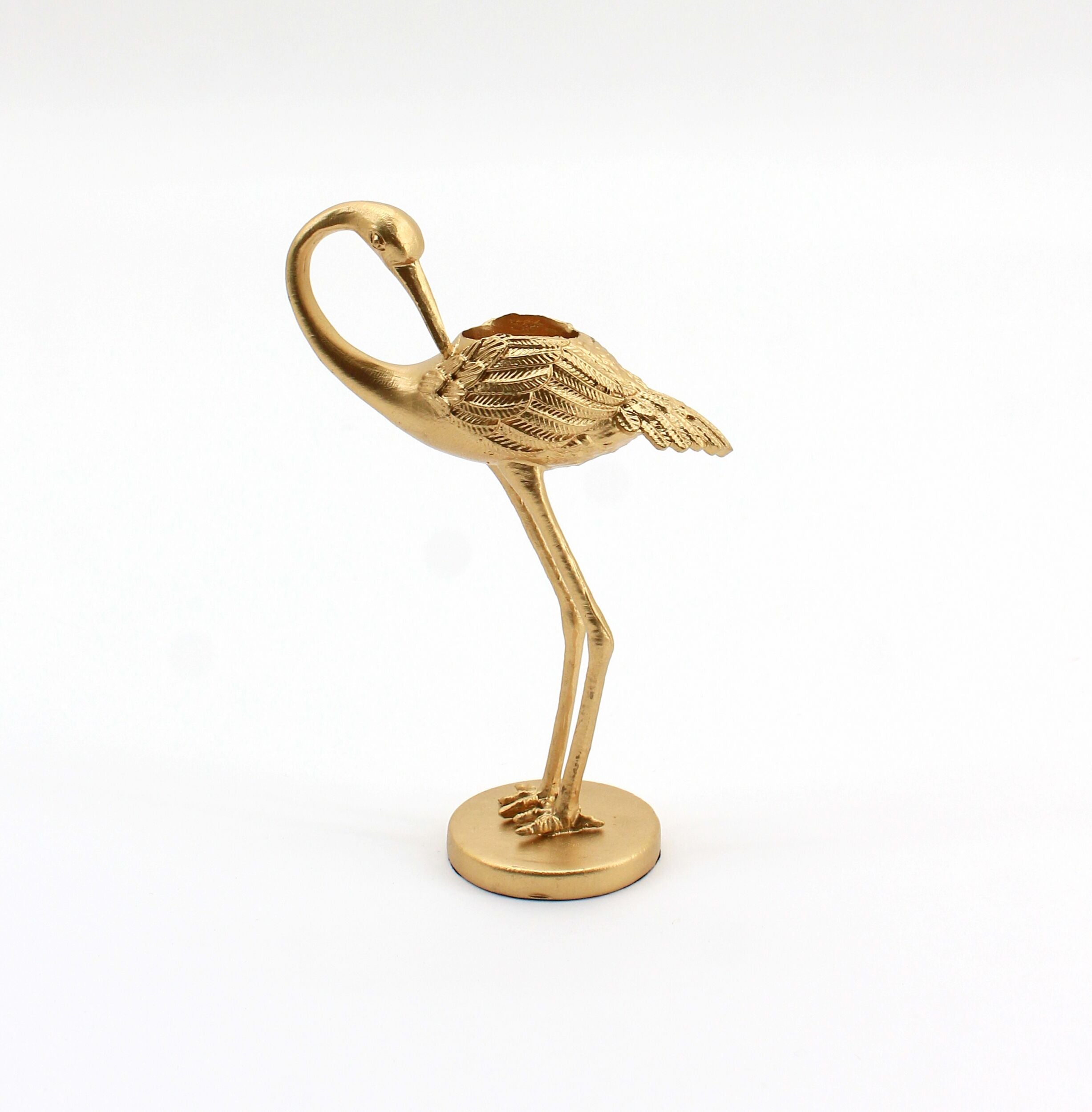 Brass Crane Candle Holder Short