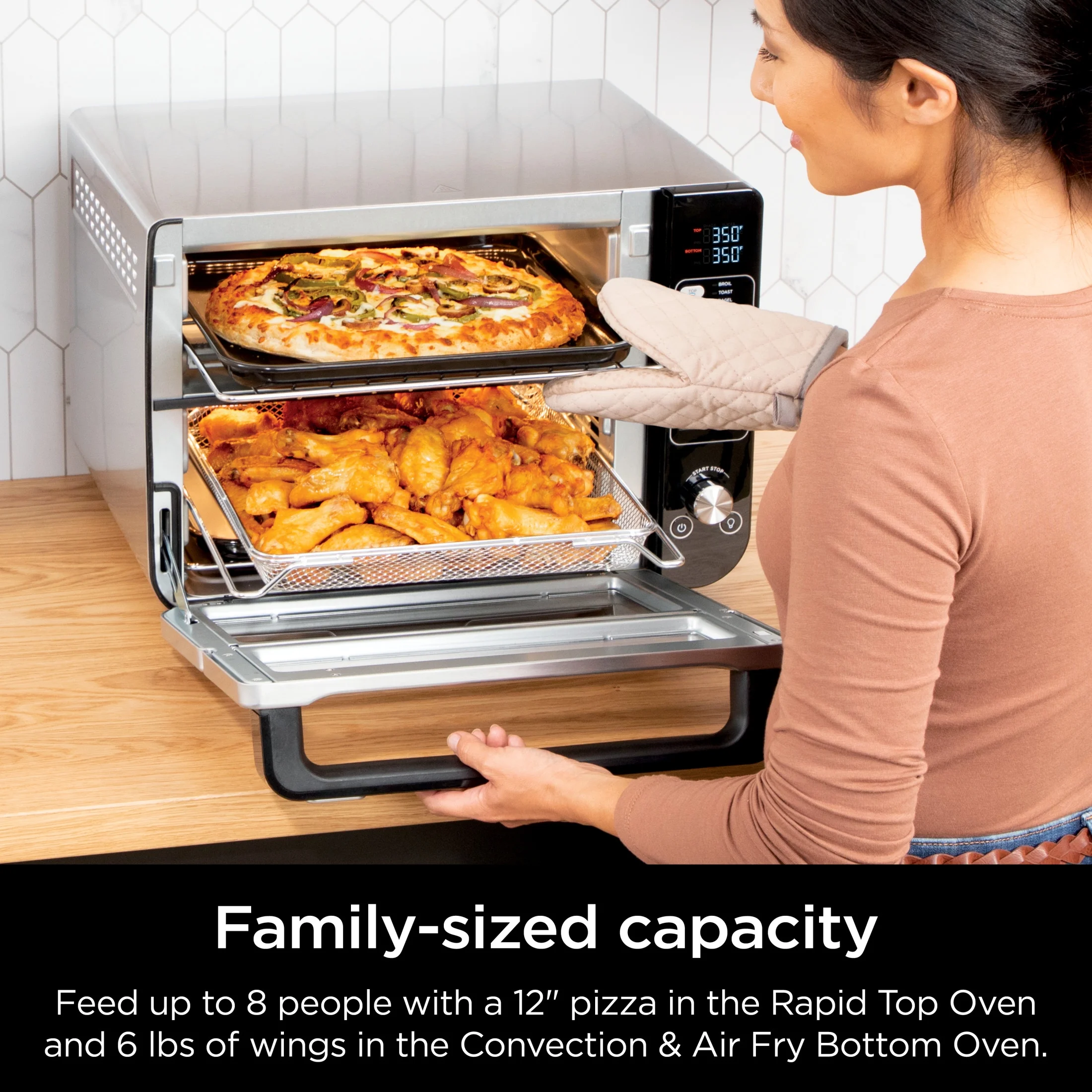 10-in-1 Air Fryer, Double Door Toaster Oven with FlexDoor, FlavorSeal Smart Finish, Rapid Top Convection and Air Fry Bottom, Bake, Toast, Air Fry, Pizza and More, Stainless Steel, DCT400 - Image 7