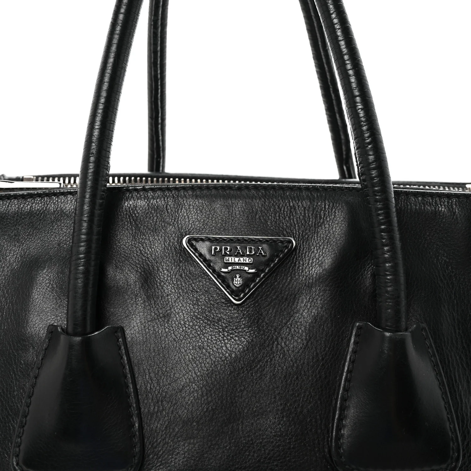 Glace Calf Twin Pocket Tote Black