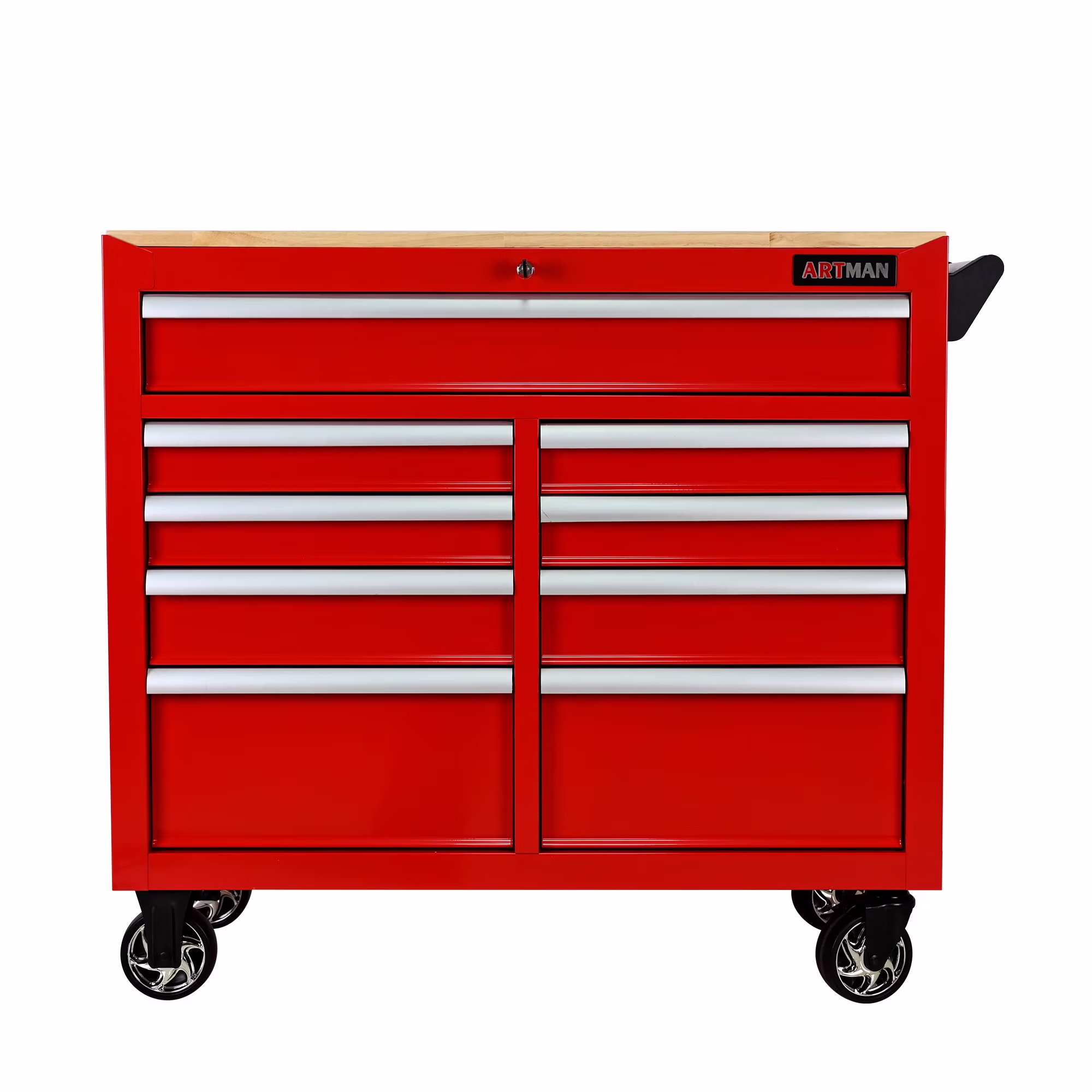 ARTMAN  9 Drawer Rolling Tool Chest with Wheels and Wooden Top, Heavy Duty Industrial Service Cart Storage Organizer with Locking System,45.28*18.11*39.37inches,1 Pack