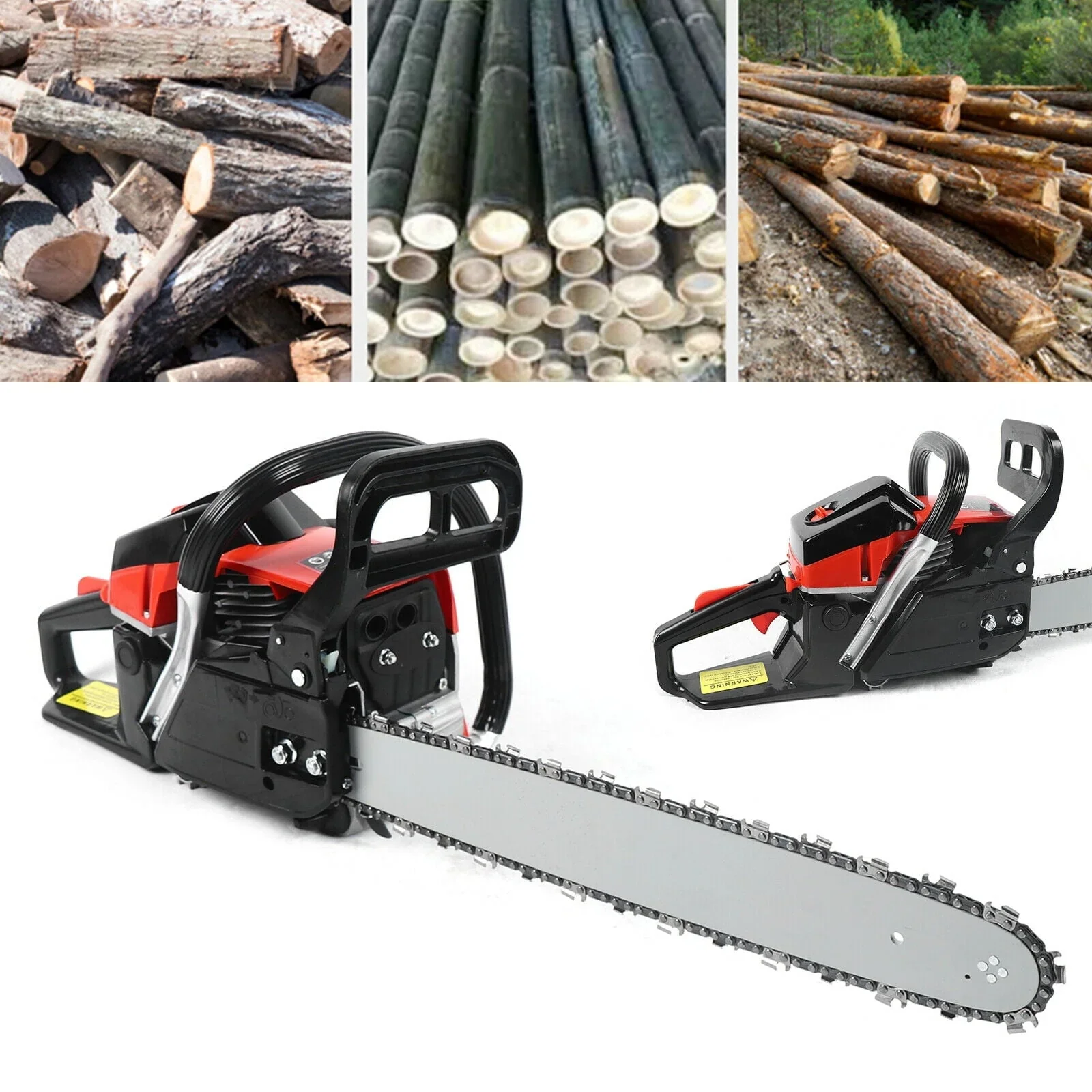 18 Chainsaw 68CC Gas Powered Handheld Chain Saw 2-Stroke 3.6HP for Garden Trees Wood Cutting Cordless