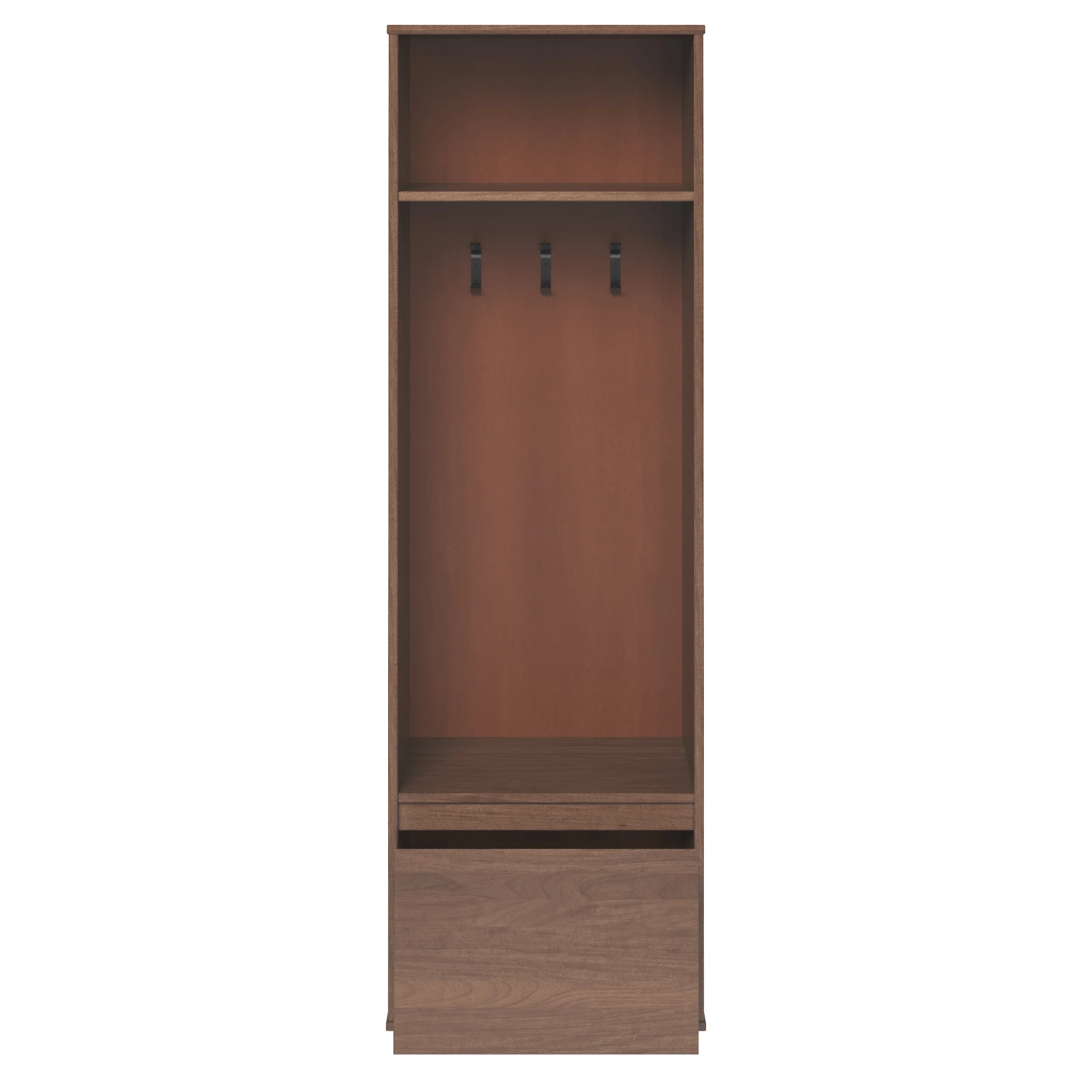 Linon Winston Mid-Century Hall Tree with Cubby and 3 Hooks, Walnut