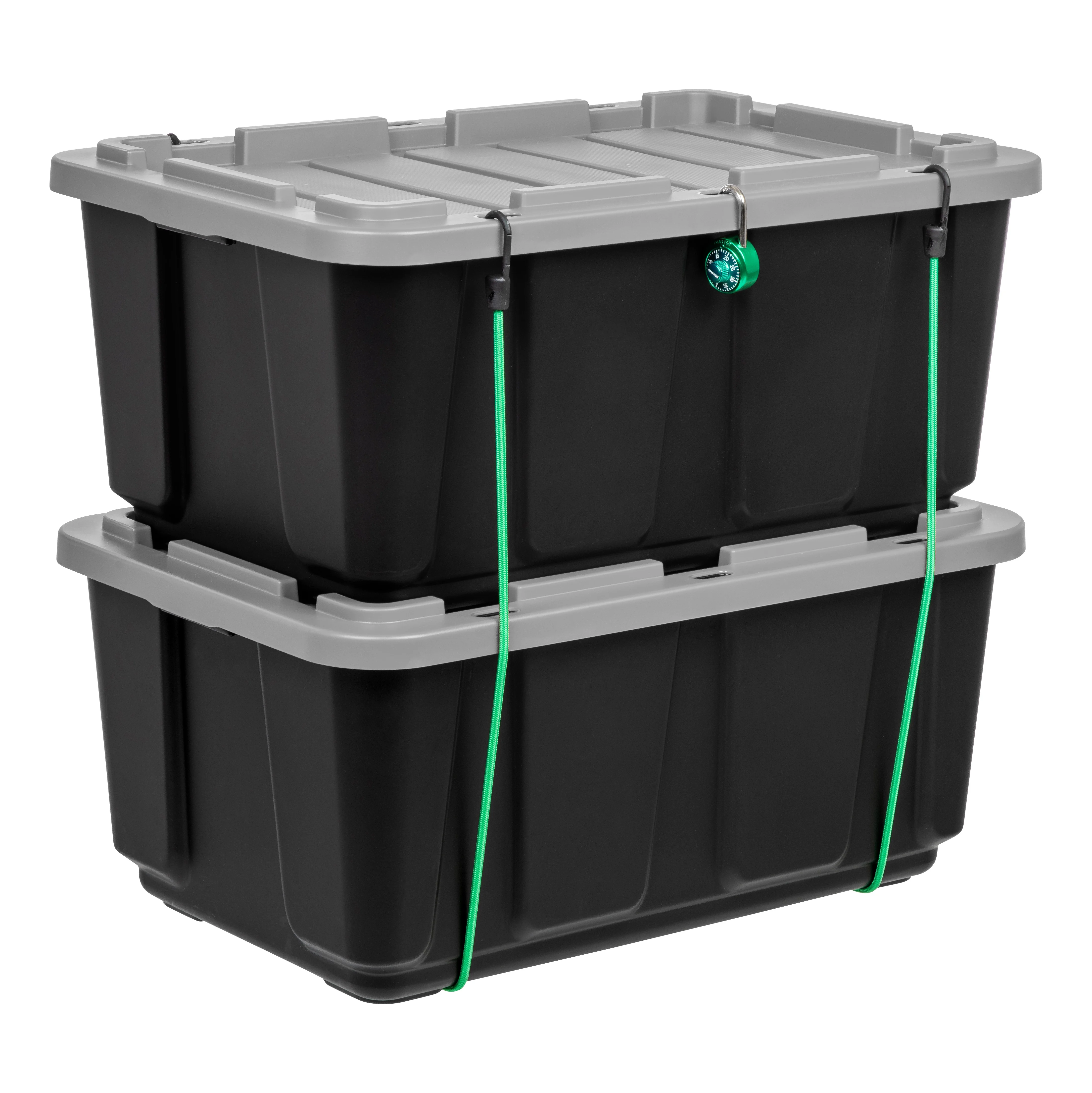 27Gal/108Qt 4 Pack Large All-Weather Heavy-Duty Stackable Storage Plastic Bin Tote Container with Quick Snap Lid, (30" L x 20" W x 14" H)(Gray) - Image 9