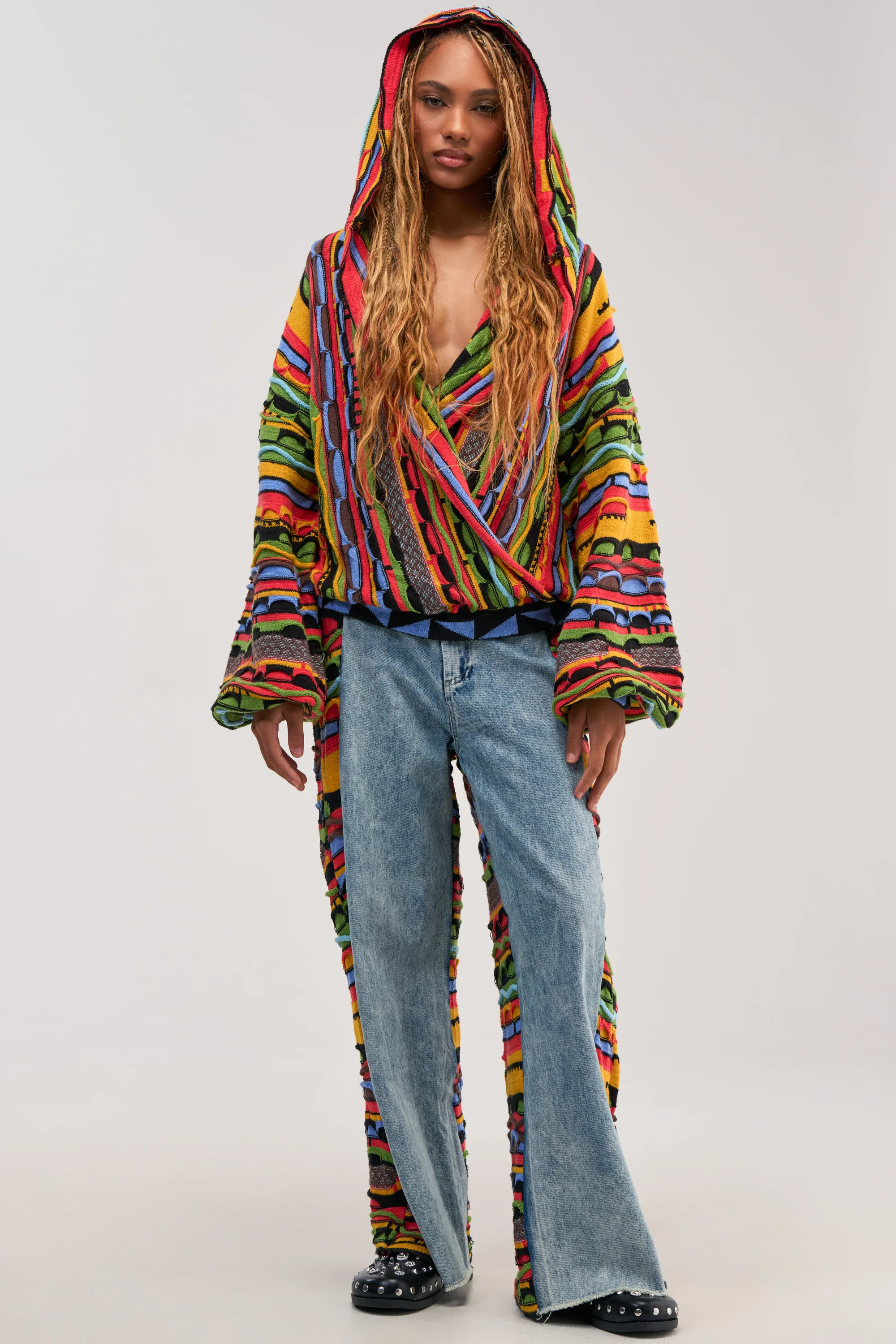 ONE OF ONE DENIM WITH KNIT SIDE PANELS - Akira Store