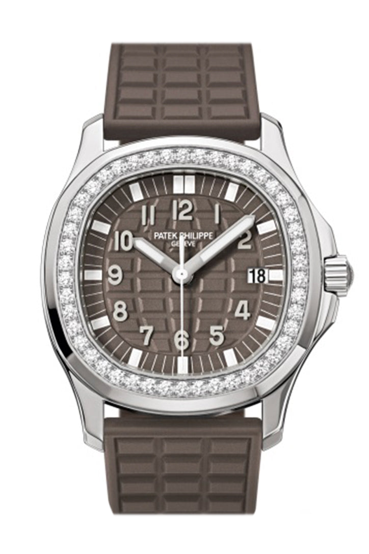 【Super Clone】Patek Philippe Aquanaut Quartz Diamond Brown Dial Ladies Watch 5067A-023
