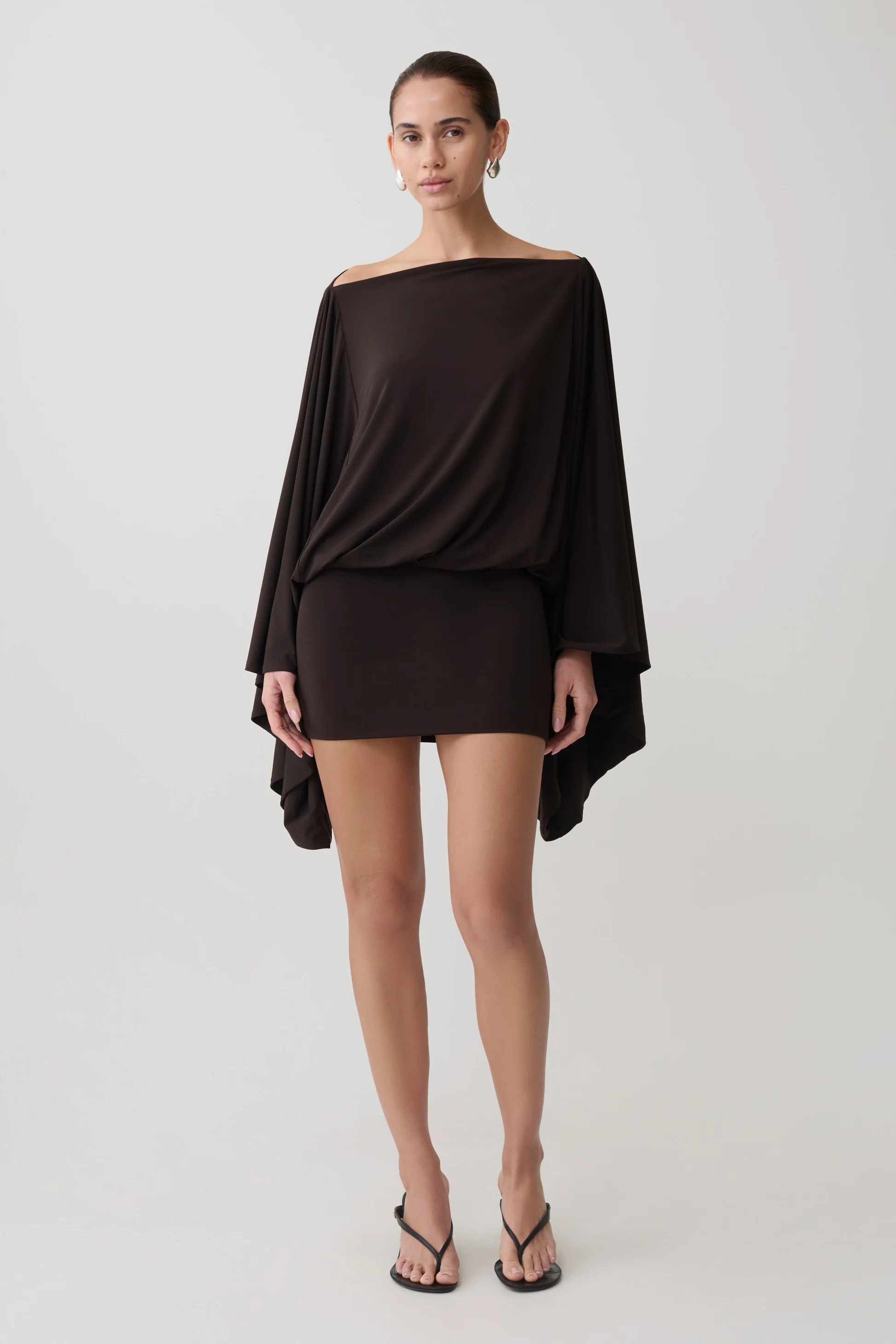 Jessy Draped Mini Dress - Dark Chocolate