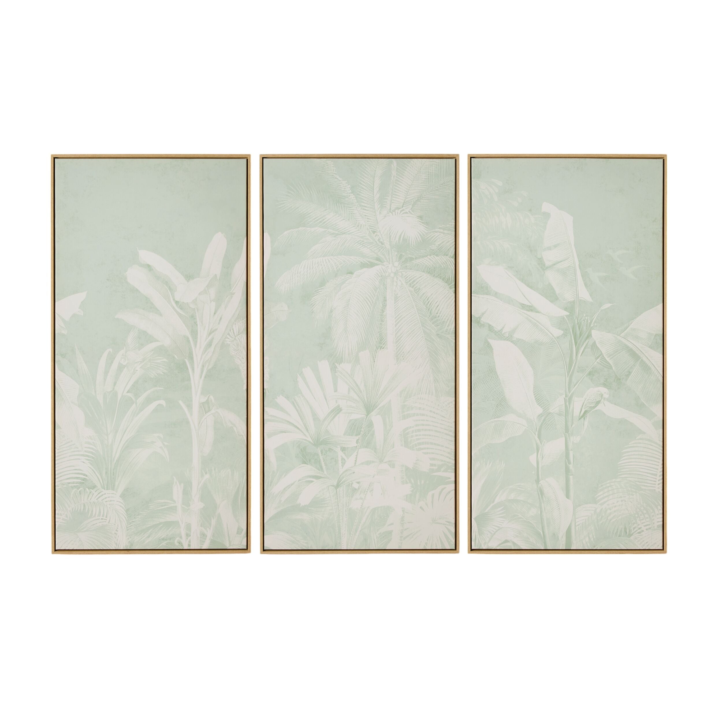 Sage Jungle Trio Framed Canvas Print 190x120cm