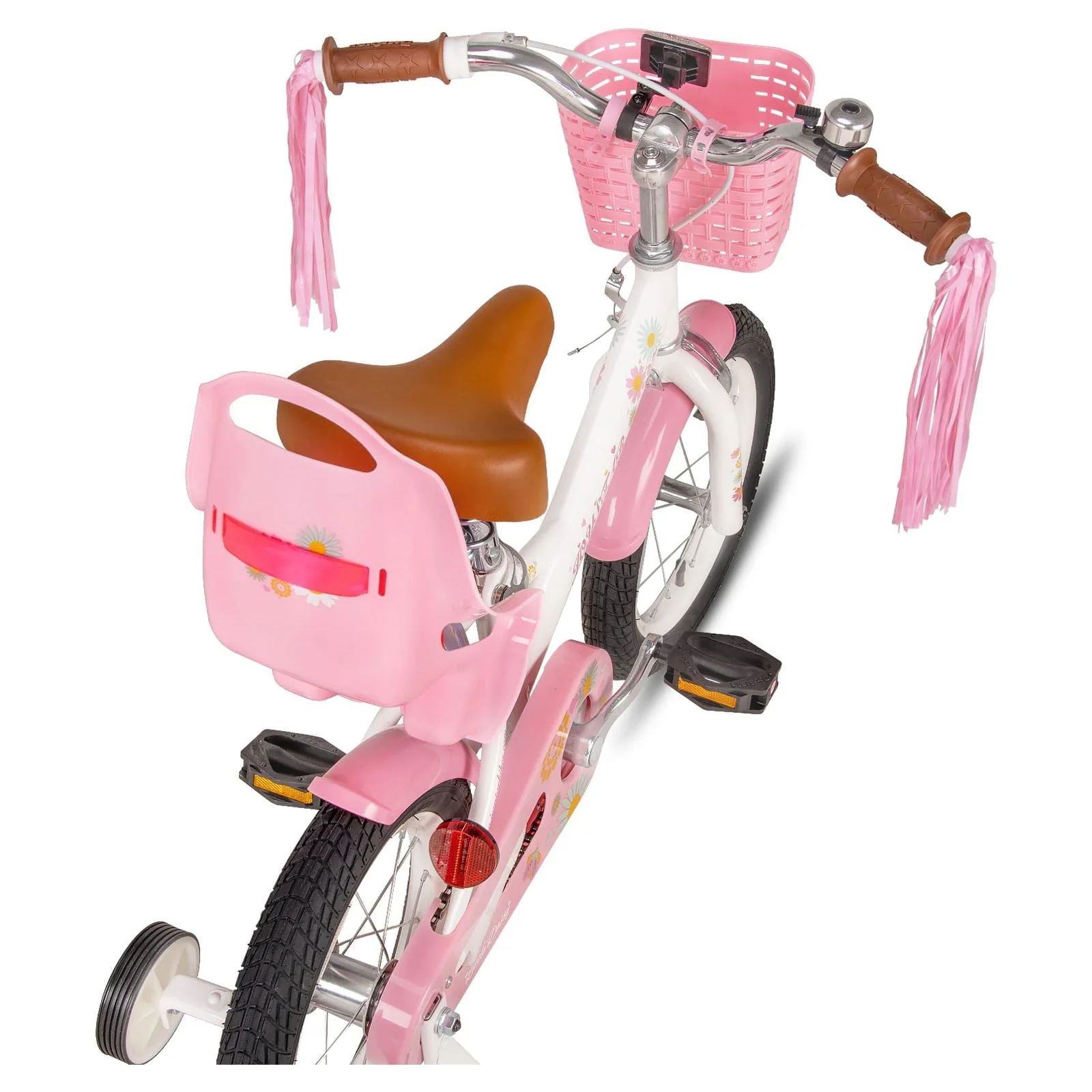 JOYSTAR Little Daisy 12 Inch Kids Bike for 2 3 4 Years Girls with Training Wheels Princess Kids Bicycle with Basket Bike Streamers Toddler Cycle Bikes White Image 6