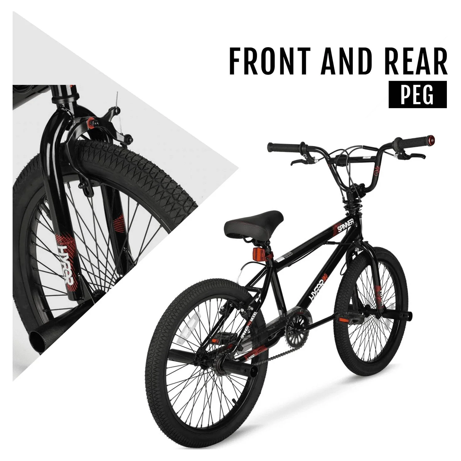 20" Boy's Spinner BMX Bike for Kids, Black, Age Group 8 to 13, Child, Tween - Image 6