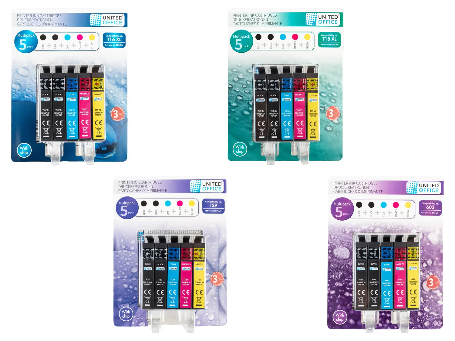 UNITED OFFICE Cartouches d'impression, 5 pices, Epson