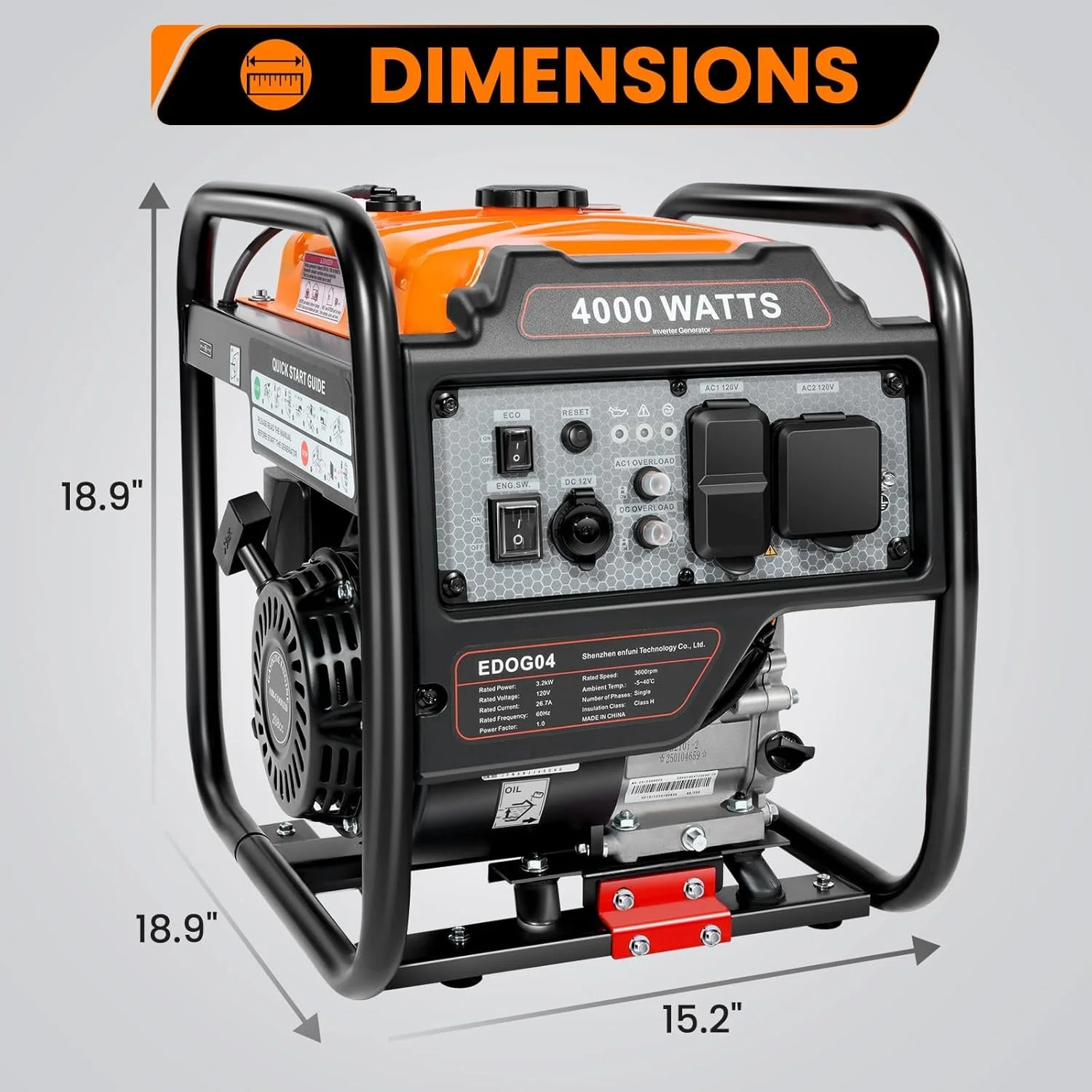 4000W Inverter Generator Gas Powered, Portable Gas Generator for Home and Outdoor Use, Leightweight and ECO Mode(4000 W) - Image 8