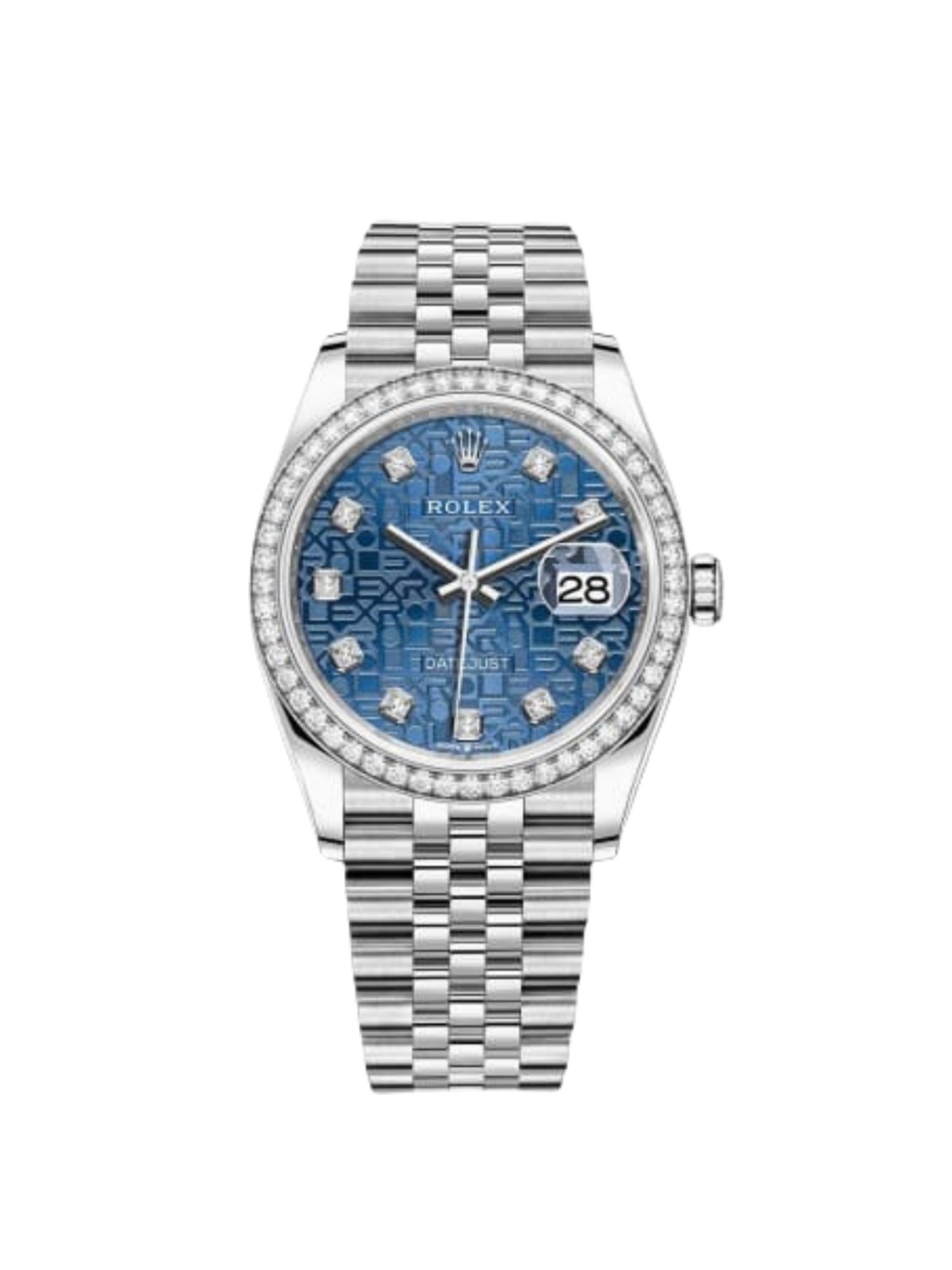 【Super Clone】RLX  Datejust 36mm 126284 Blue Jubilee Diamond Dial & Diamond Bezel, Stainless Steel Oyster Bracelet Watch