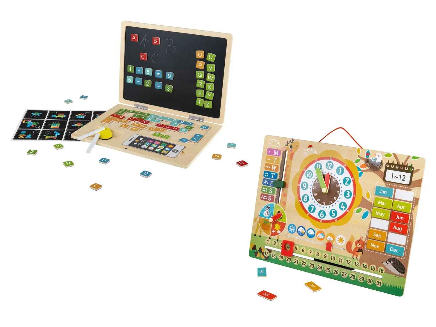 Playtive Ordinateur portable en bois ou Horloge magntique