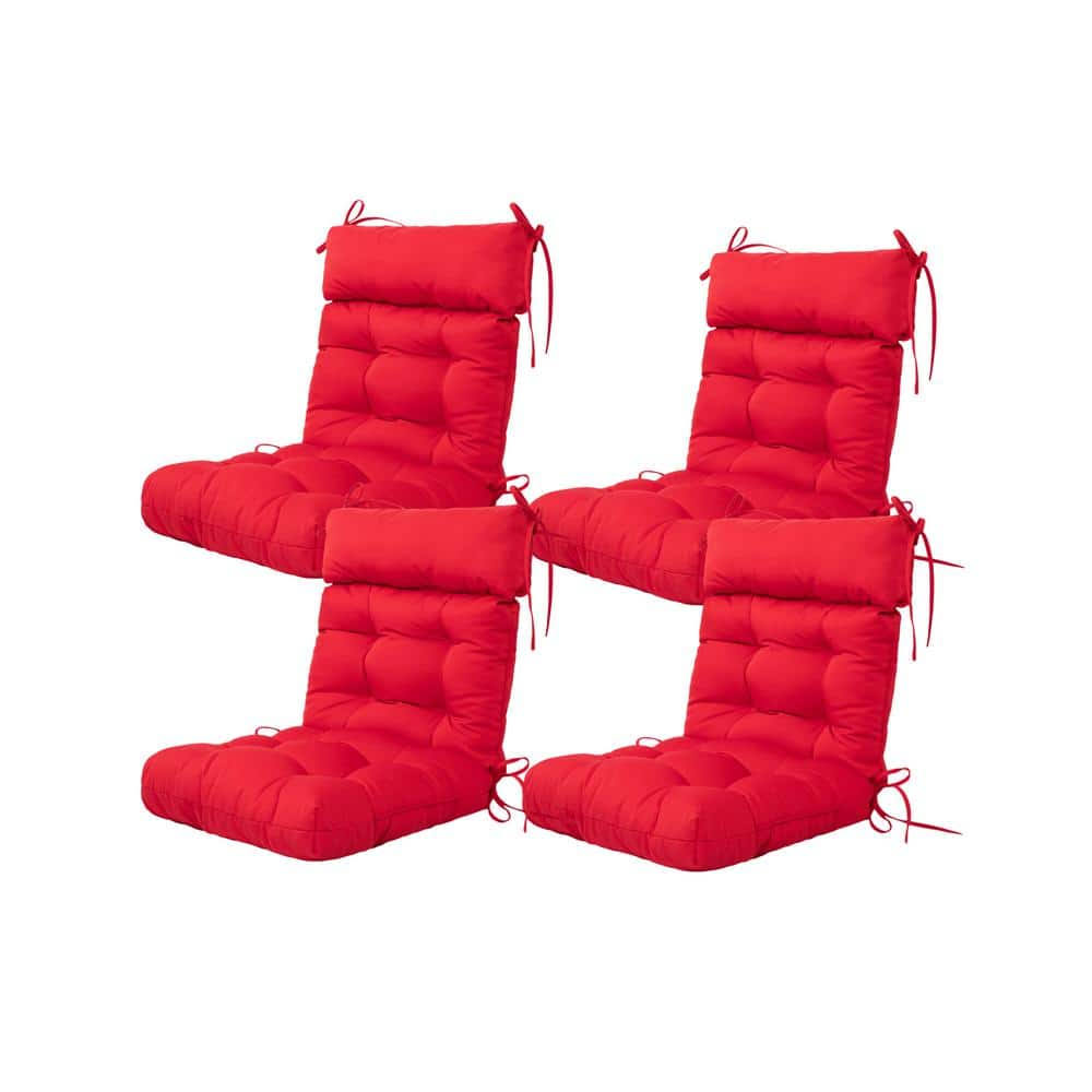 Seat/Back Outdoor Chair Cushion Patio Cushion Tie Tufted Replacement for Patio Furniture 20 in. X20 in. X4 in. ,Set of 4