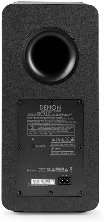 Denon DHT-S517 TV Sound Bar with Subwoofer  3D Surround Sound  Dolby Atmos  Wireless Subwoofer  HDMI eARC  Wireless Music Streaming via Bluetooth  Quick Setup  Wall-Mountable