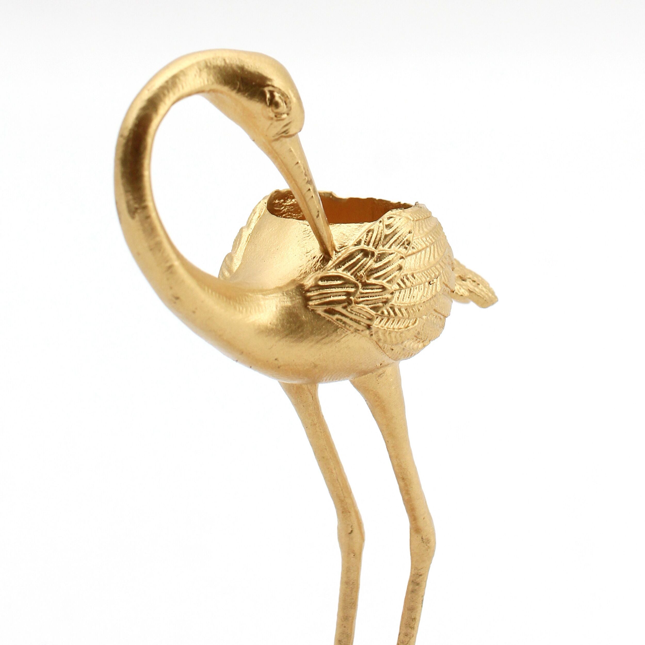 Brass Crane Candle Holder Short