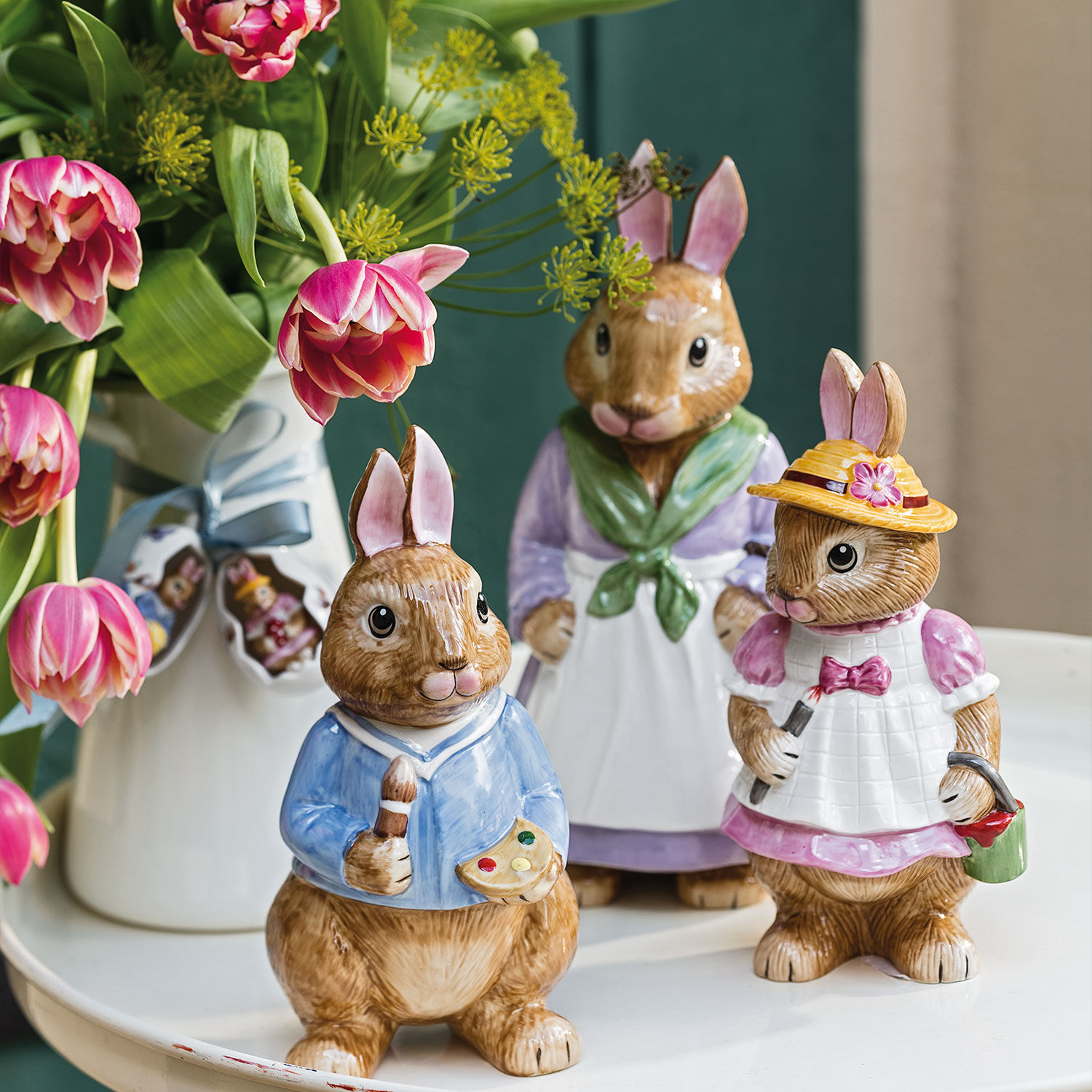 Bunny Tales Easter figurine - Multi-colored, 3.9'' x 4.1'' x 8.5'', porcelain