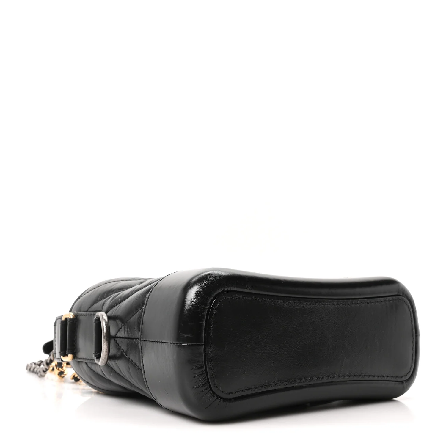 Aged Calfskin Chevron Quilted Small Gabrielle Hobo Black