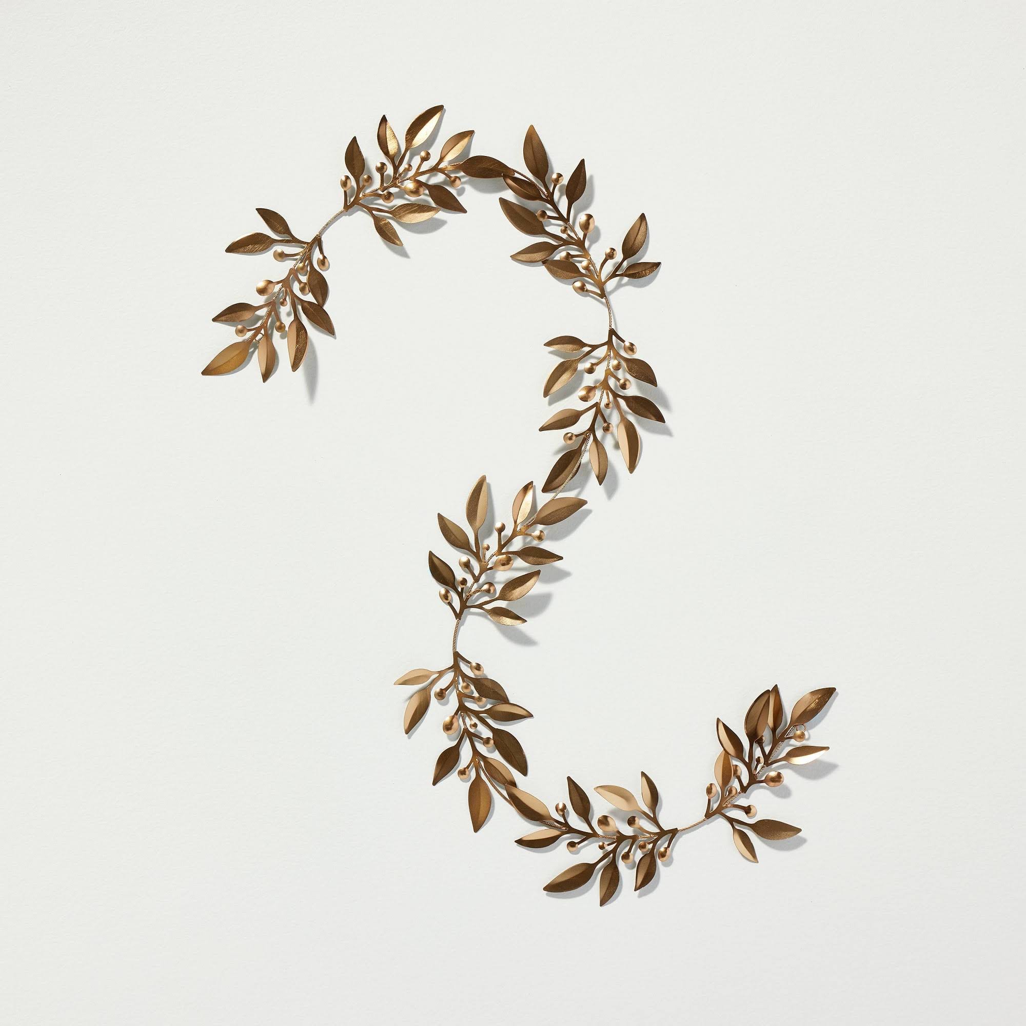5' Decorative Metal Leaf Christmas Garland Antique Brass - Hearth & Hand with Magnolia