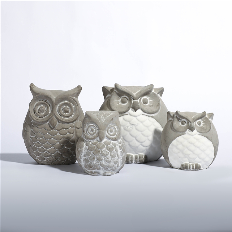 Owl Statue Cement Handmade Garden Ornament