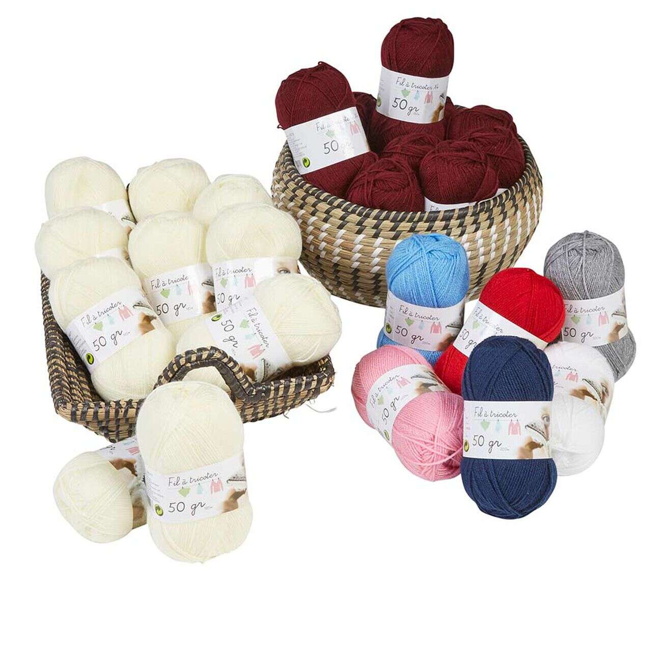 Pelote de fil à tricoter en acrylique x10