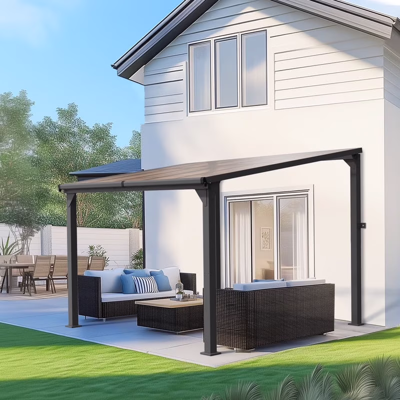 10 ft.��10 ft. Hardtop Outdoor Gazebo Pergola Aluminum Framed with Sloping Pitched Roof for Garden, Patio(10' x 10')