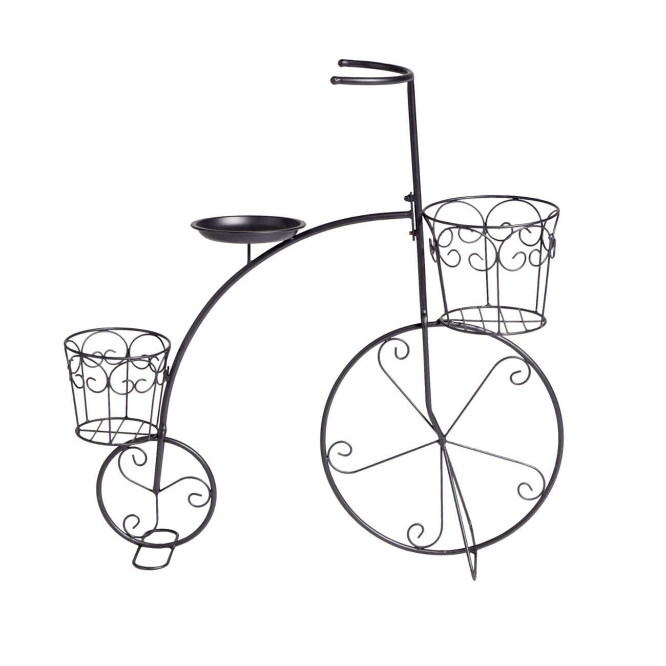 Porte plante forme vélo style rétro en métal noir 70xH71x23cm