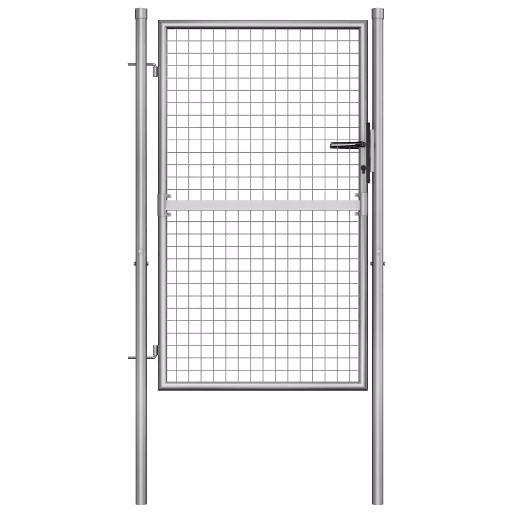 vidaXL Garden Gate Fence Wall Privacy Screen Fence Galvanized Steel Silver