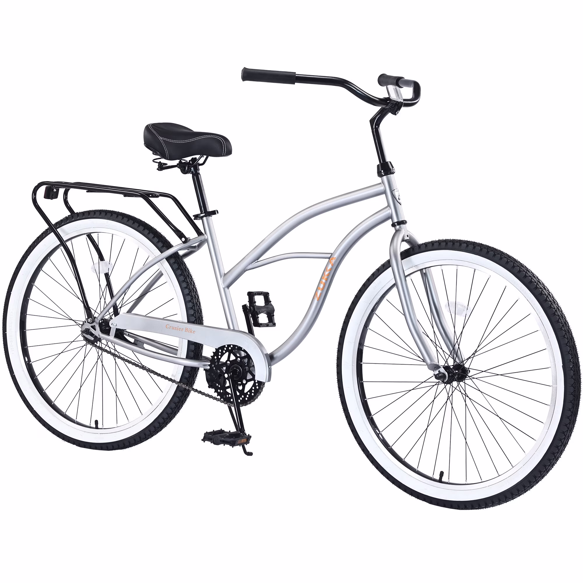 Single Speed Bicycles 26"Inch,Steel Frame,Wide Wheels for Stability,Rear Coaster Brakes,Multiple Colors Men'S Beach Cruiser Bike,Silver+Grey Steel Fitness Sports Sports Outdoor Bikes(17#Silver+Grey,Steel)