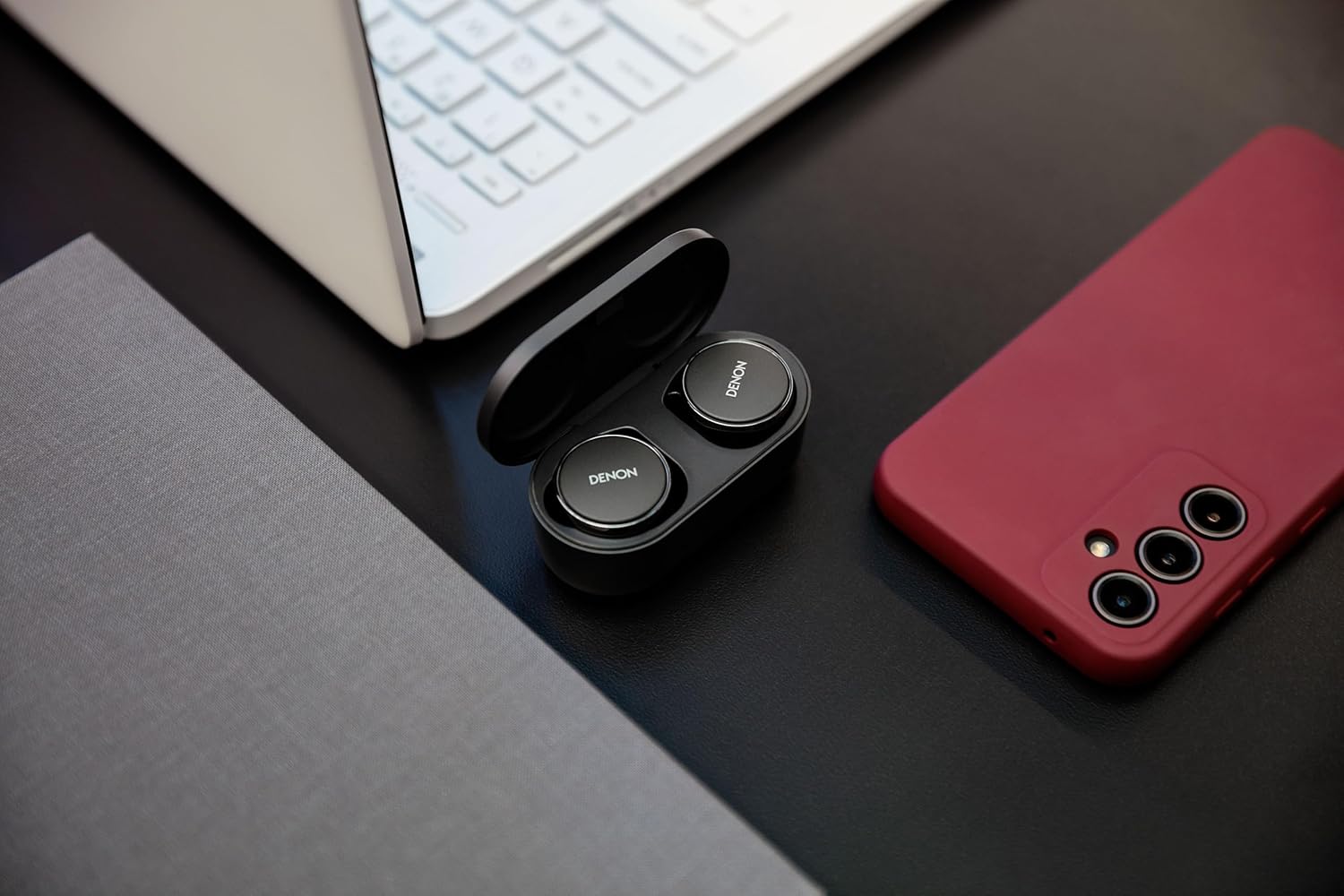 Denon PerL Pro True Wireless Earbuds - Adaptive Active Headphones Wireless Noise Canceling  Masimo Adaptive Acoustic Technology  Spatial Audio  32Hr Battery Life  Wirefree Charging  Black