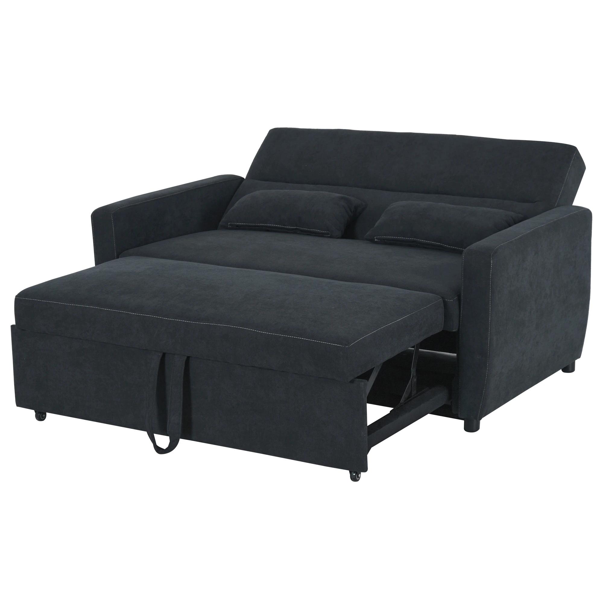 HOMCOM slaapbank, opklapbare bank, 2-zits stoffen bank, slaapbank, bank met slaapfunctie, bankstel, verstelbare hoek 148 x 82 x 89 cm