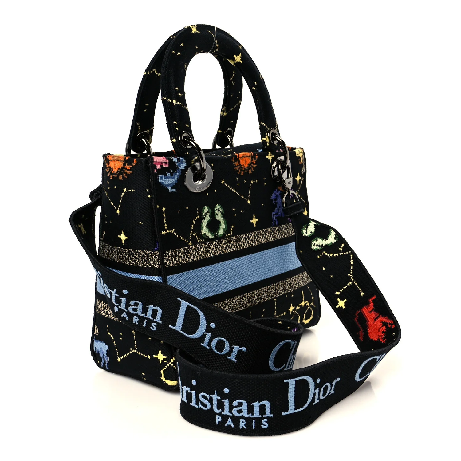 Canvas Pixel Zodiac Embroidered Medium Lady D-Lite Nero Multicolor