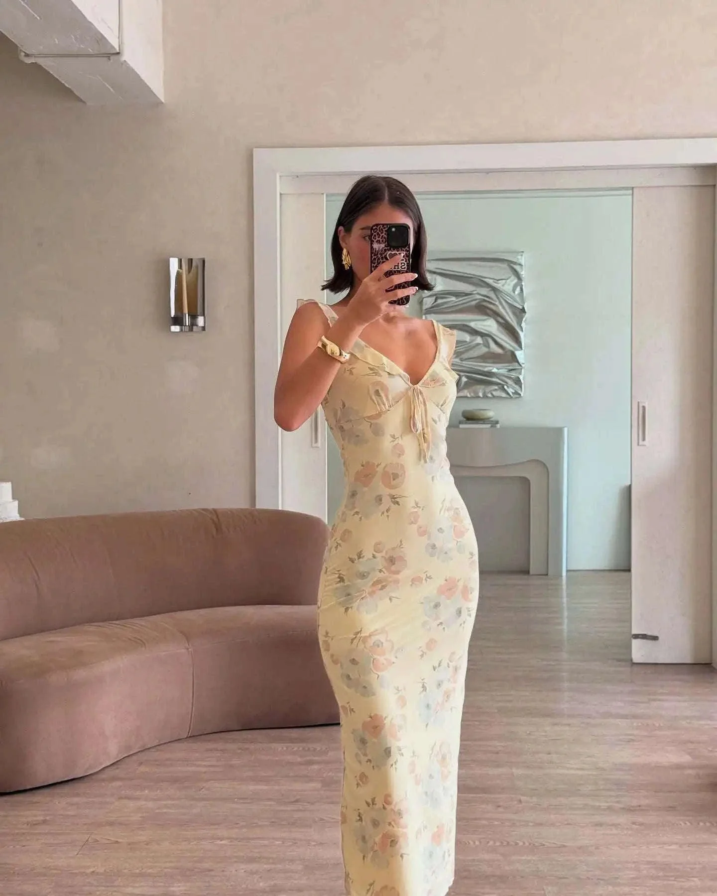 Robe Maxi Dos Nu Plongeant Fleurie Mode Été