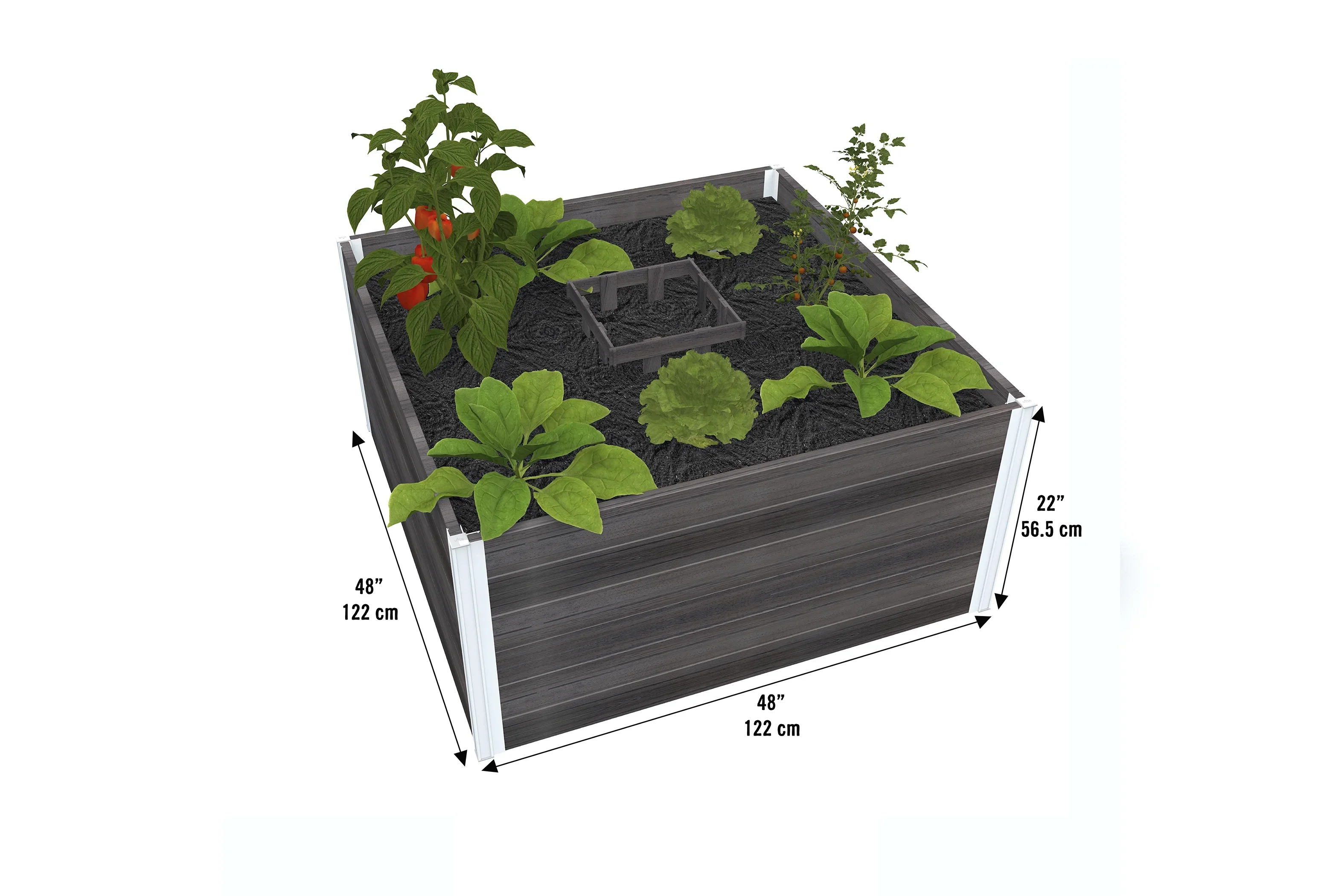 Vita Urbana 4'L x 4'W x 22H Vinyl Keyhole Composting Garden, Espresso Brown, VT17501