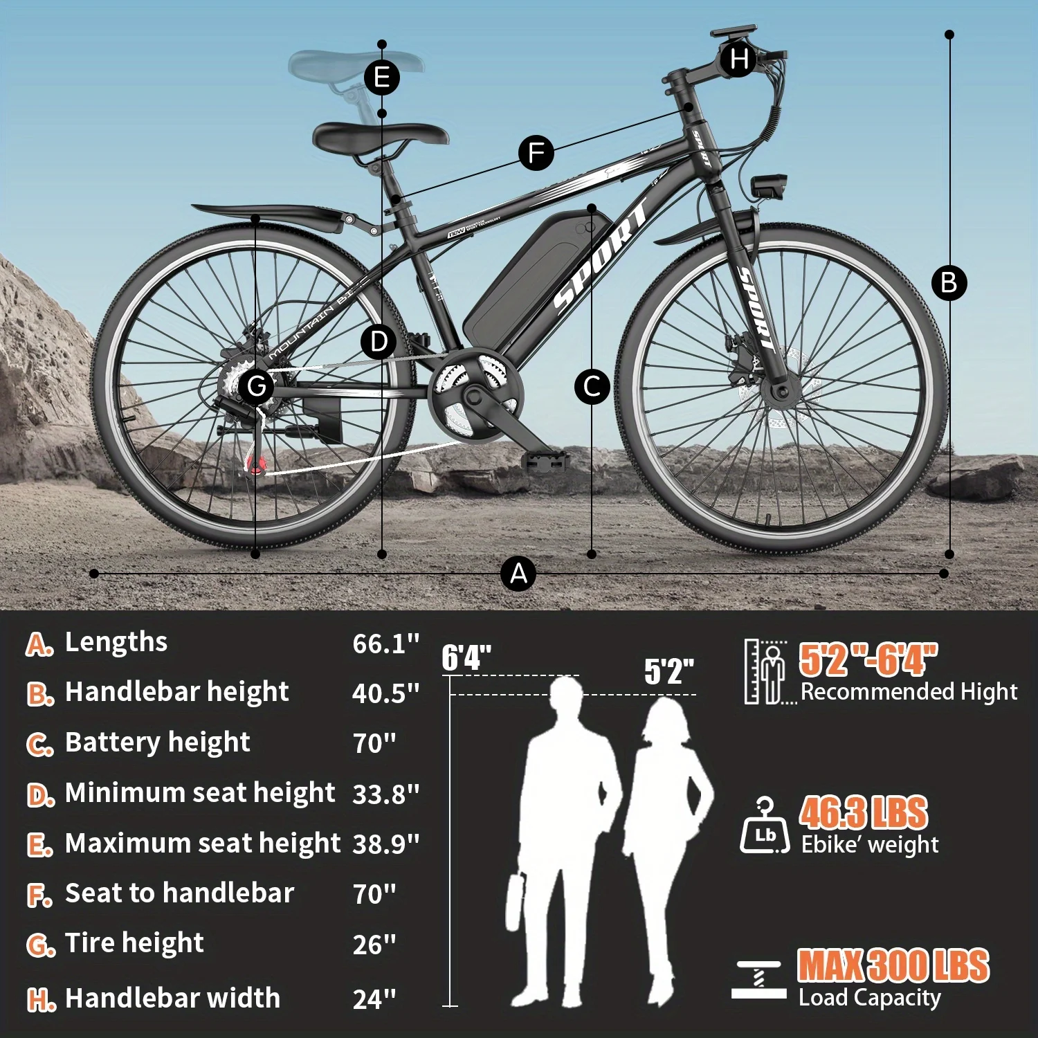 Electric Bike for Adults 26",750W Peak E-Mountain Bike 48V 10AH,25mph 45miles Range Electric Mountain Bike,E-Mountain Bikefor Adults Off-Road, Professional 7-Speed UL2849 - Image 6