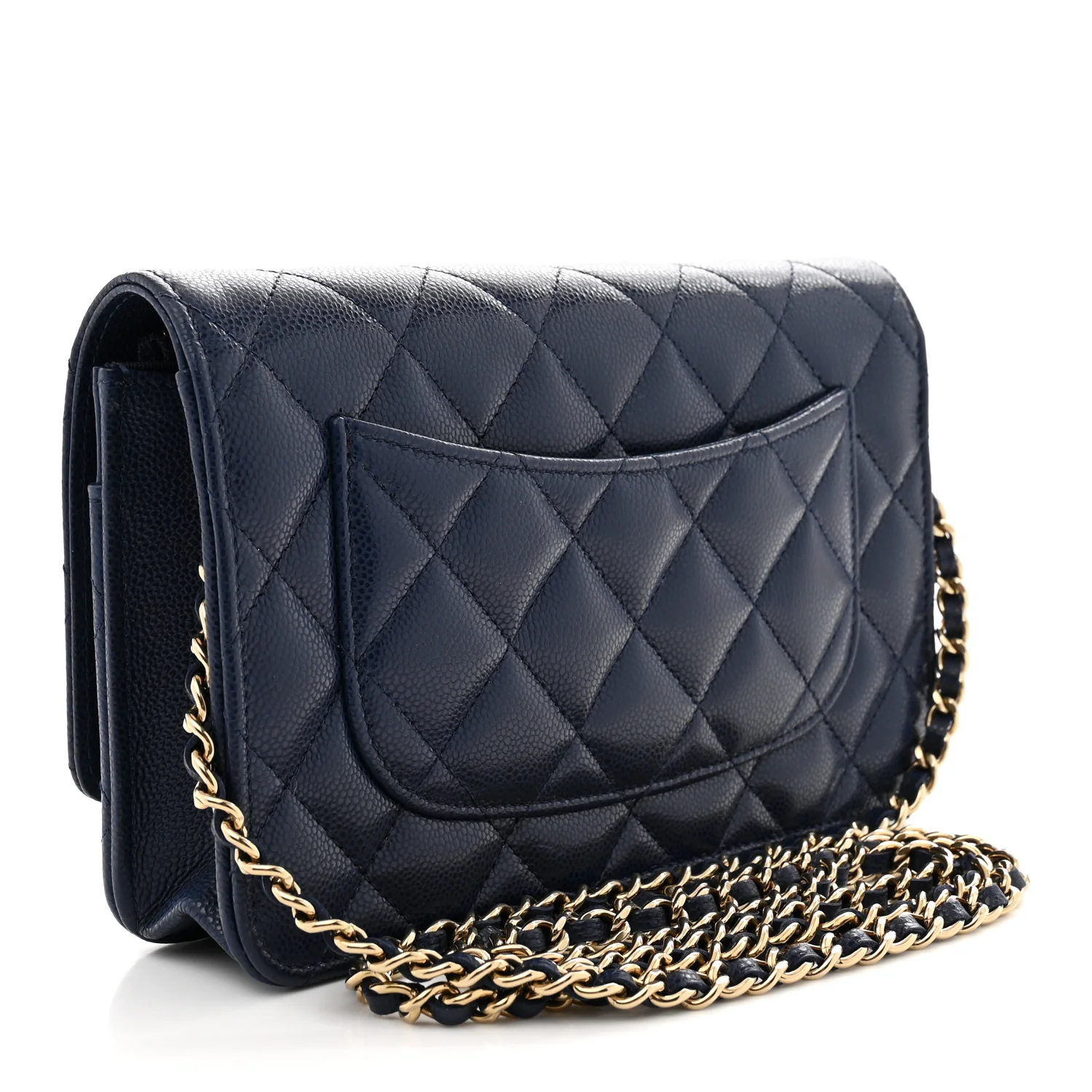 Caviar Quilted CC Turnlock Wallet On Chain WOC Navy Blue