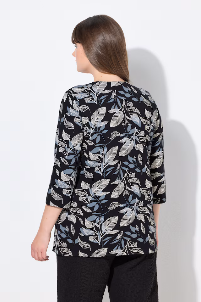 Eco Cotton Asymmetric Leaf Print Tee
