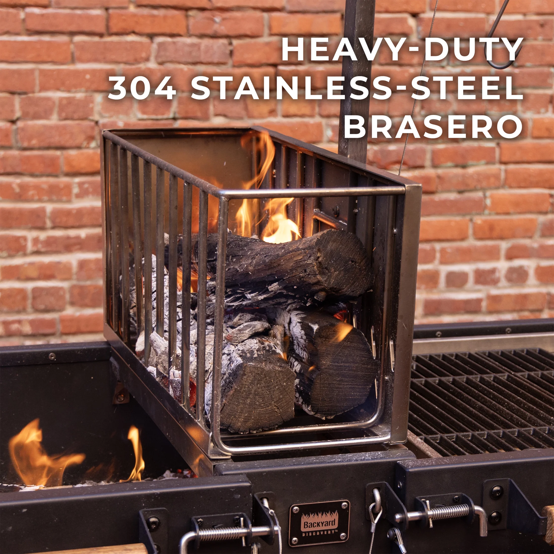 Backyard Discovery Argentine Santa Maria XL Wood Fire & Charcoal Steel Grill, Asado Clamp
