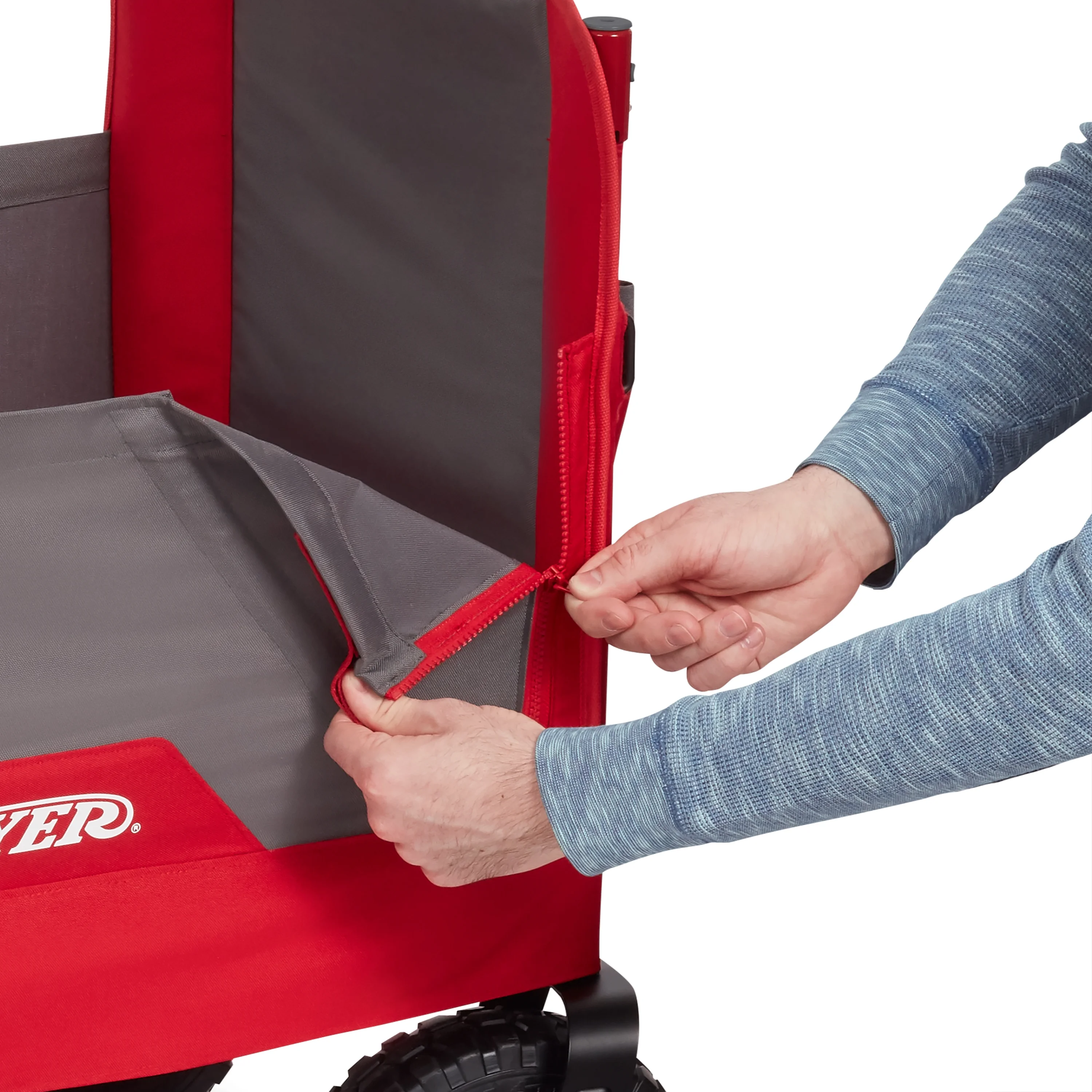 Radio Flyer, 3 - in - 1 All - Terrain EZ Fold Wagon with Canopy, Red and Gray, Air Tires