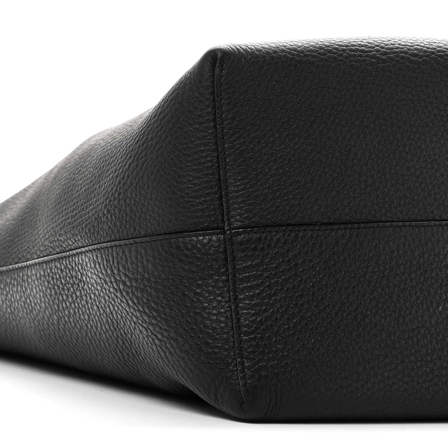 Grained Calfskin Medium N/S Hook Tote Black